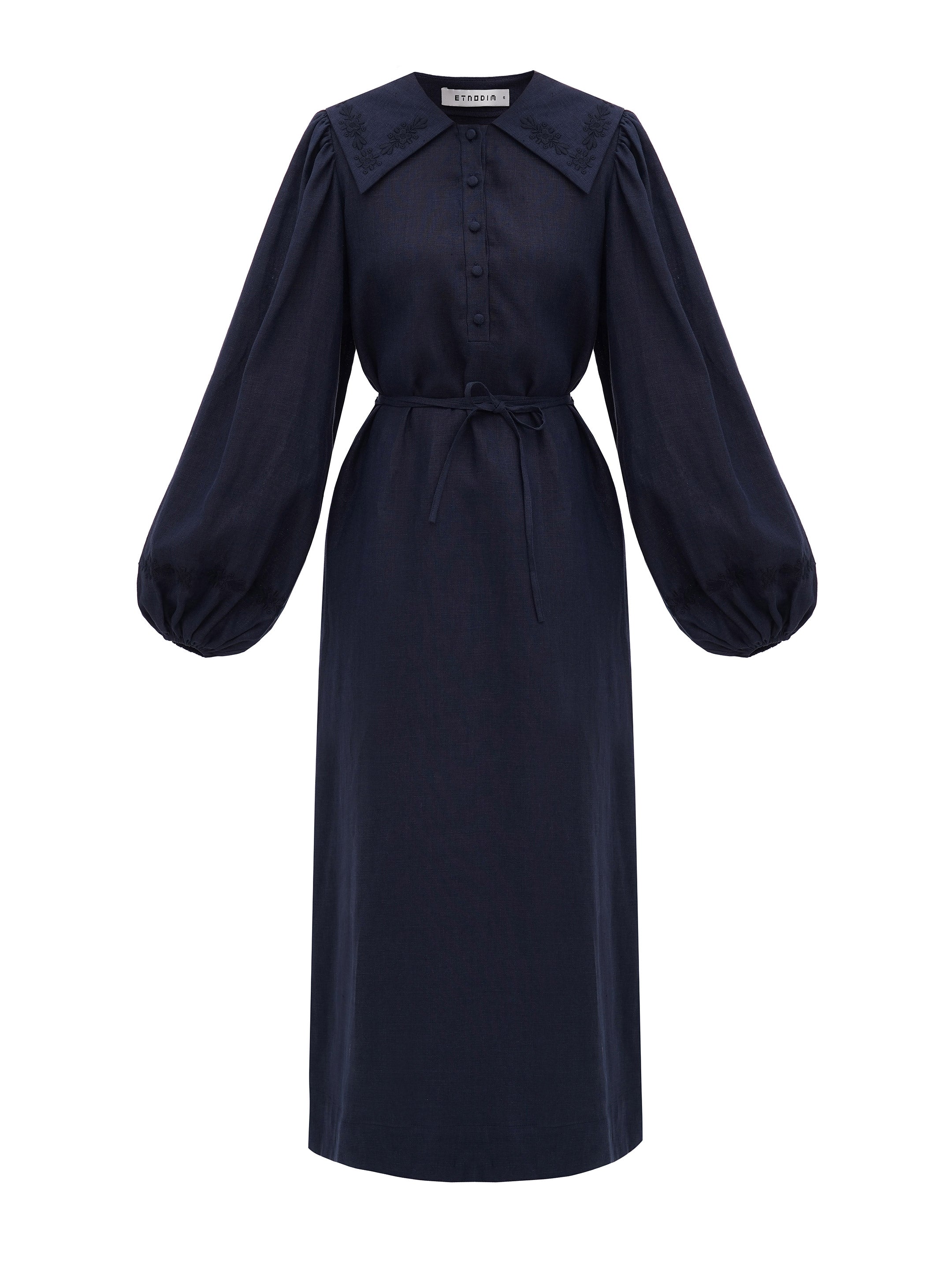 Linen dress with embroidery Pervotsvit Blue