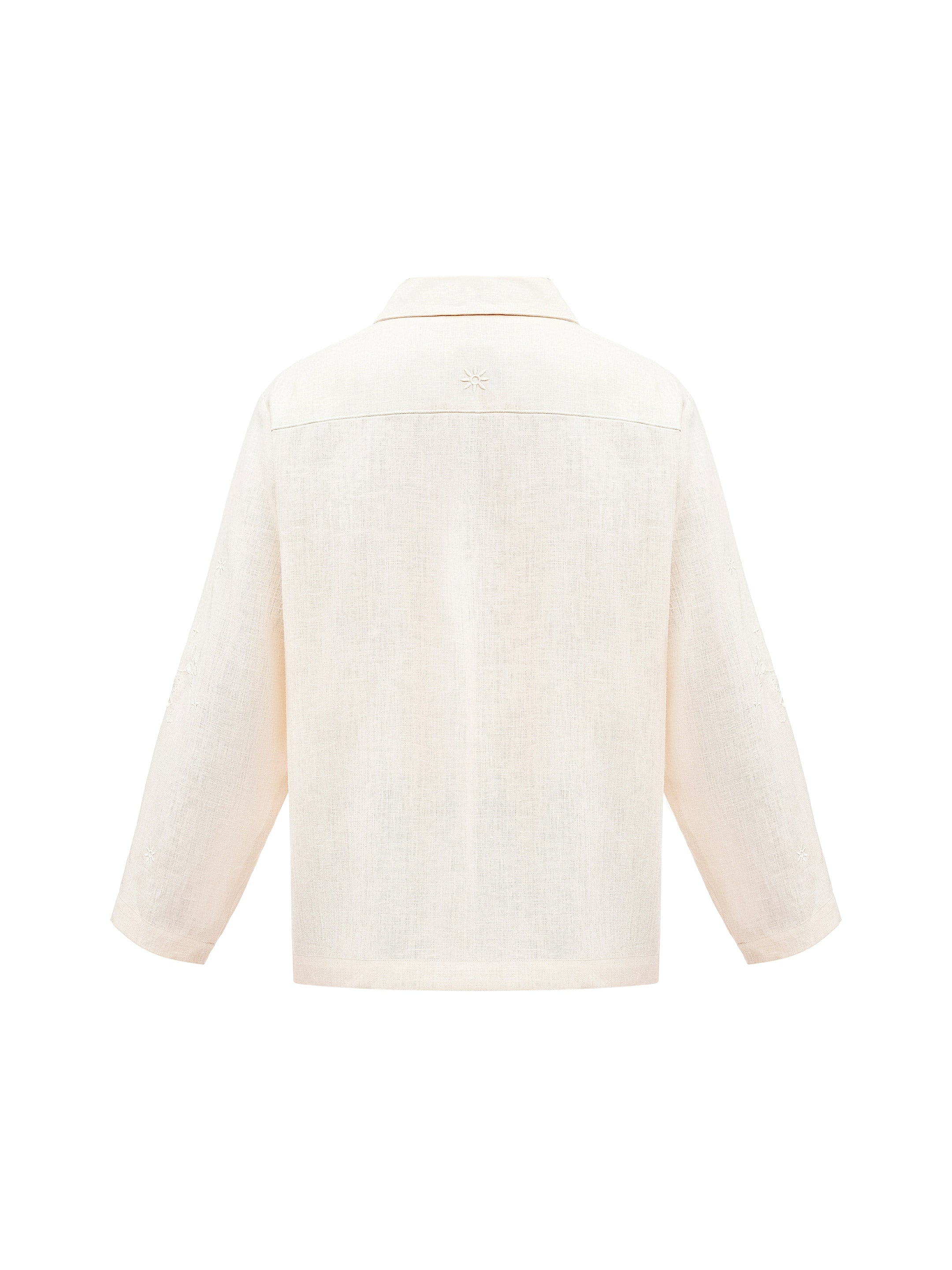Cream-colored shirt with matching embroidery "Burkun"