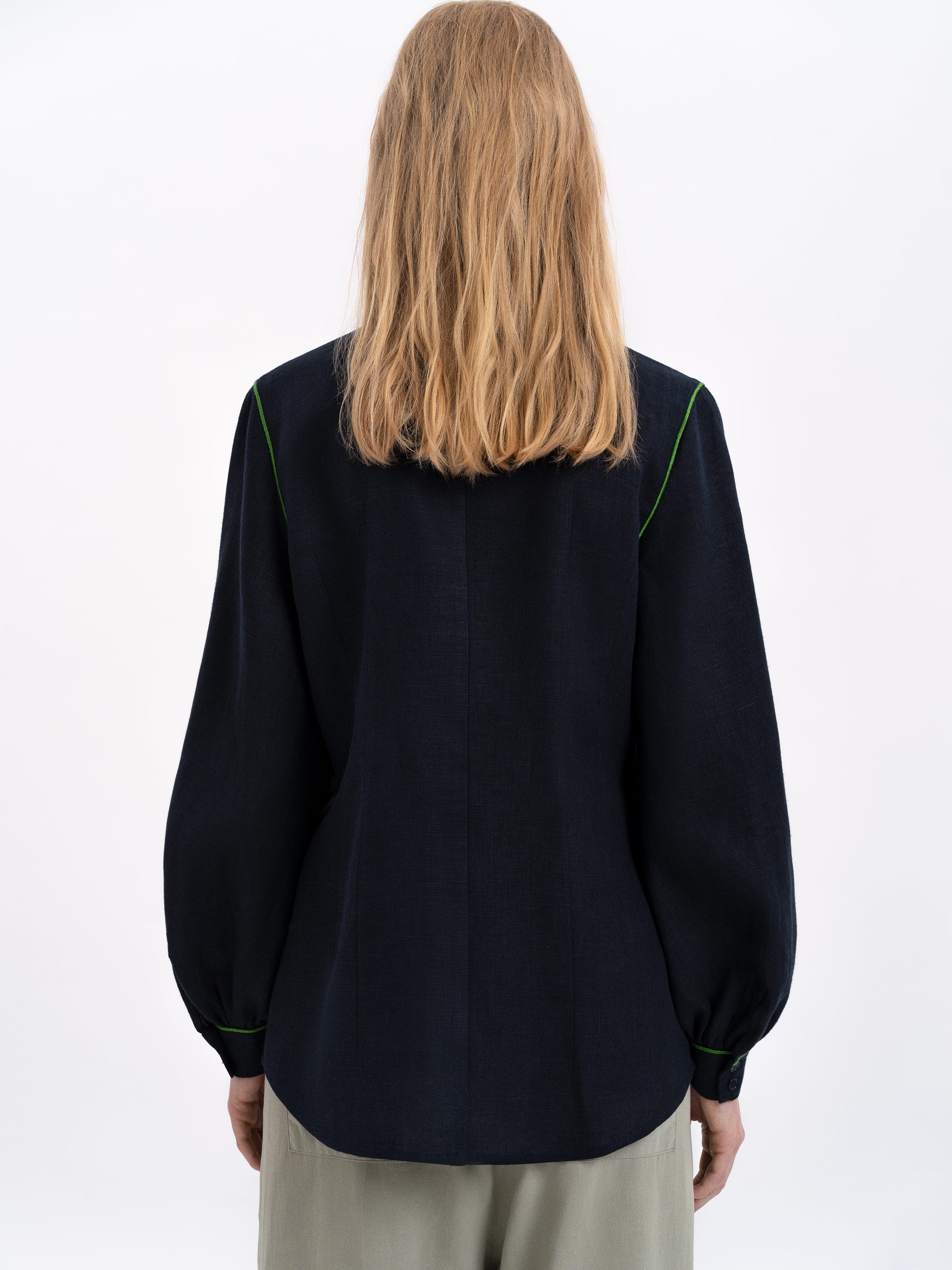 Black linen embroidered shirt "Zhuravlyna"