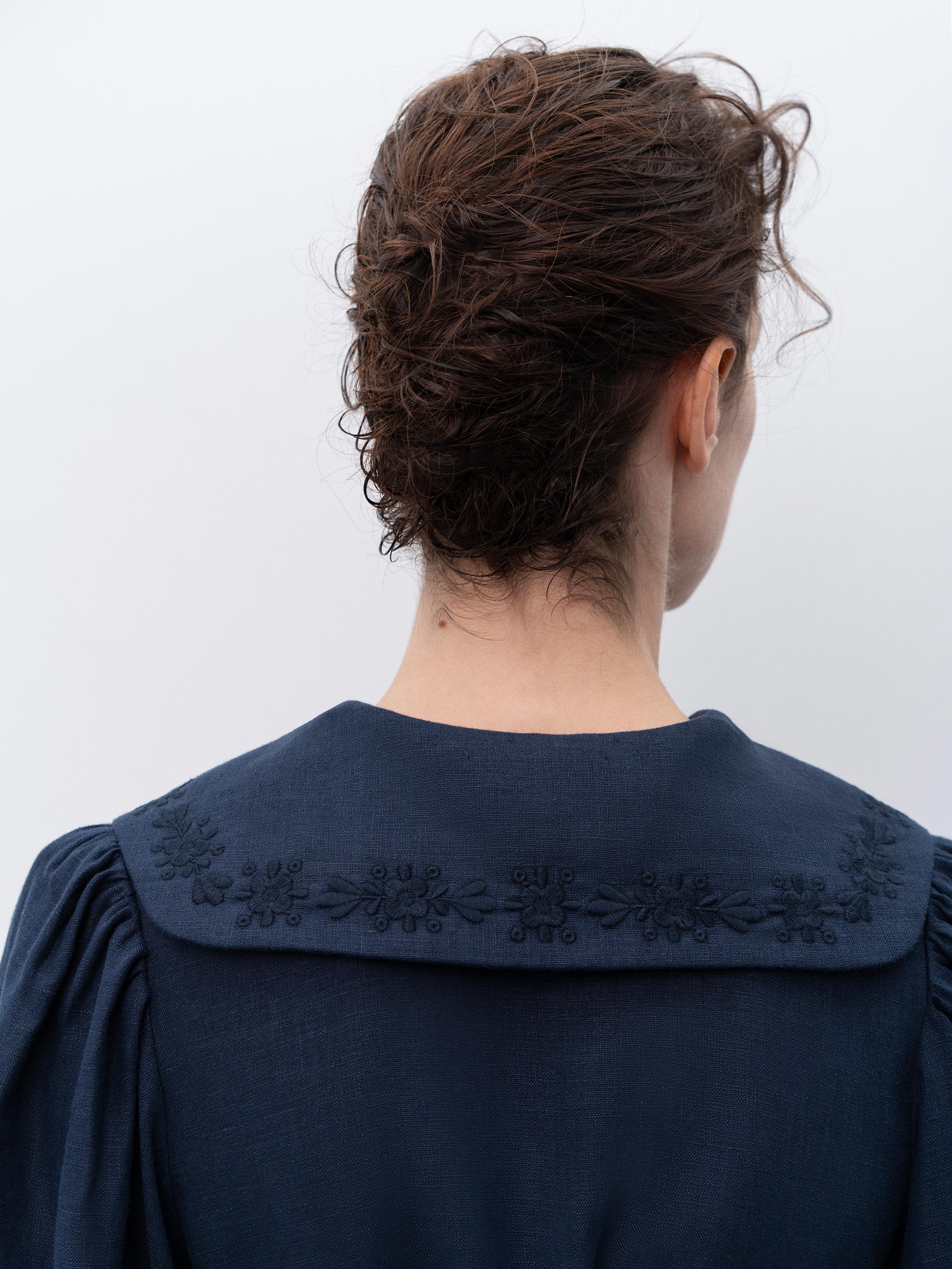 Linen dress with embroidery Pervotsvit Blue