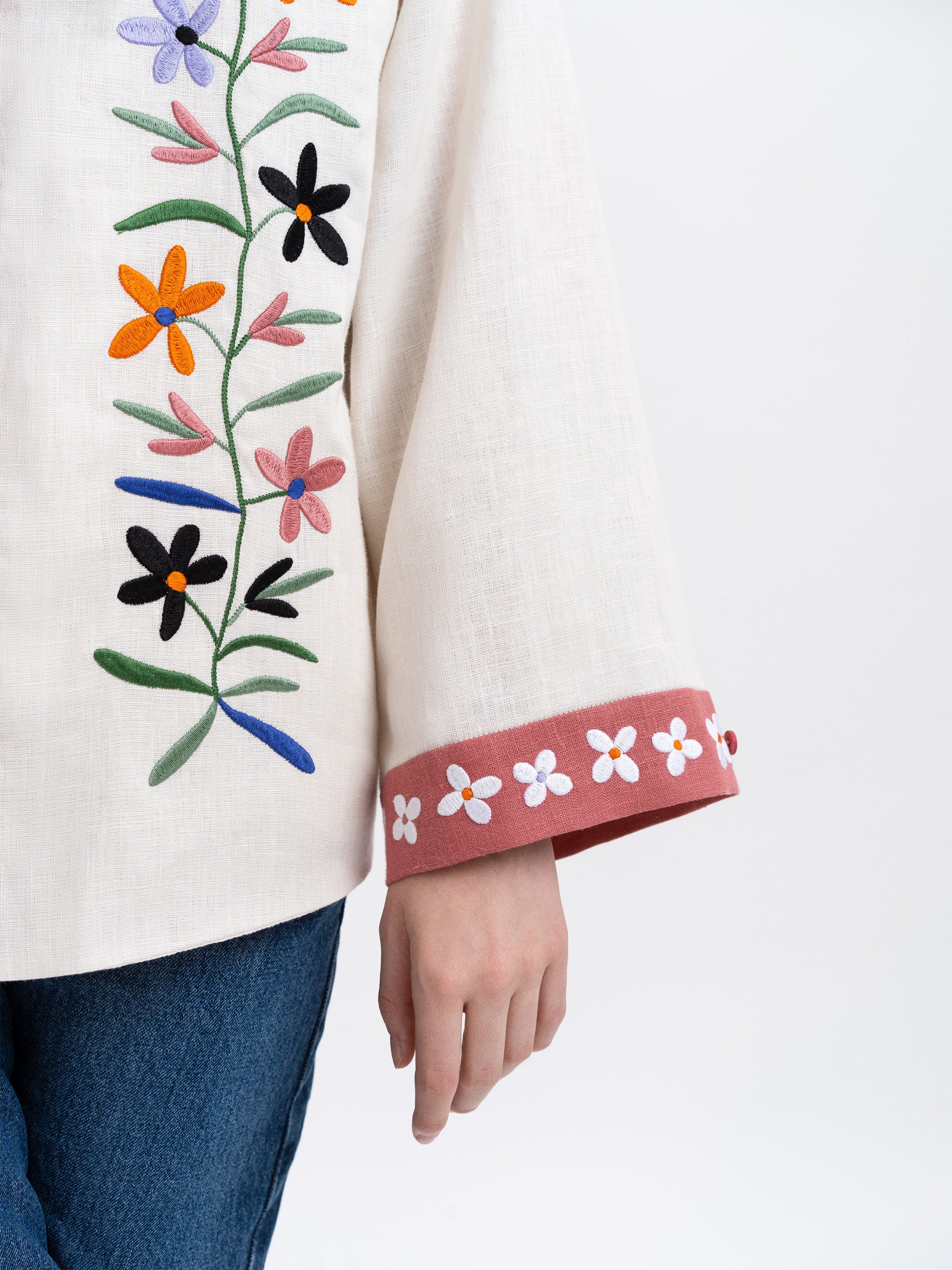 Women's shirt with an embroidered floral ornament "Ruta"