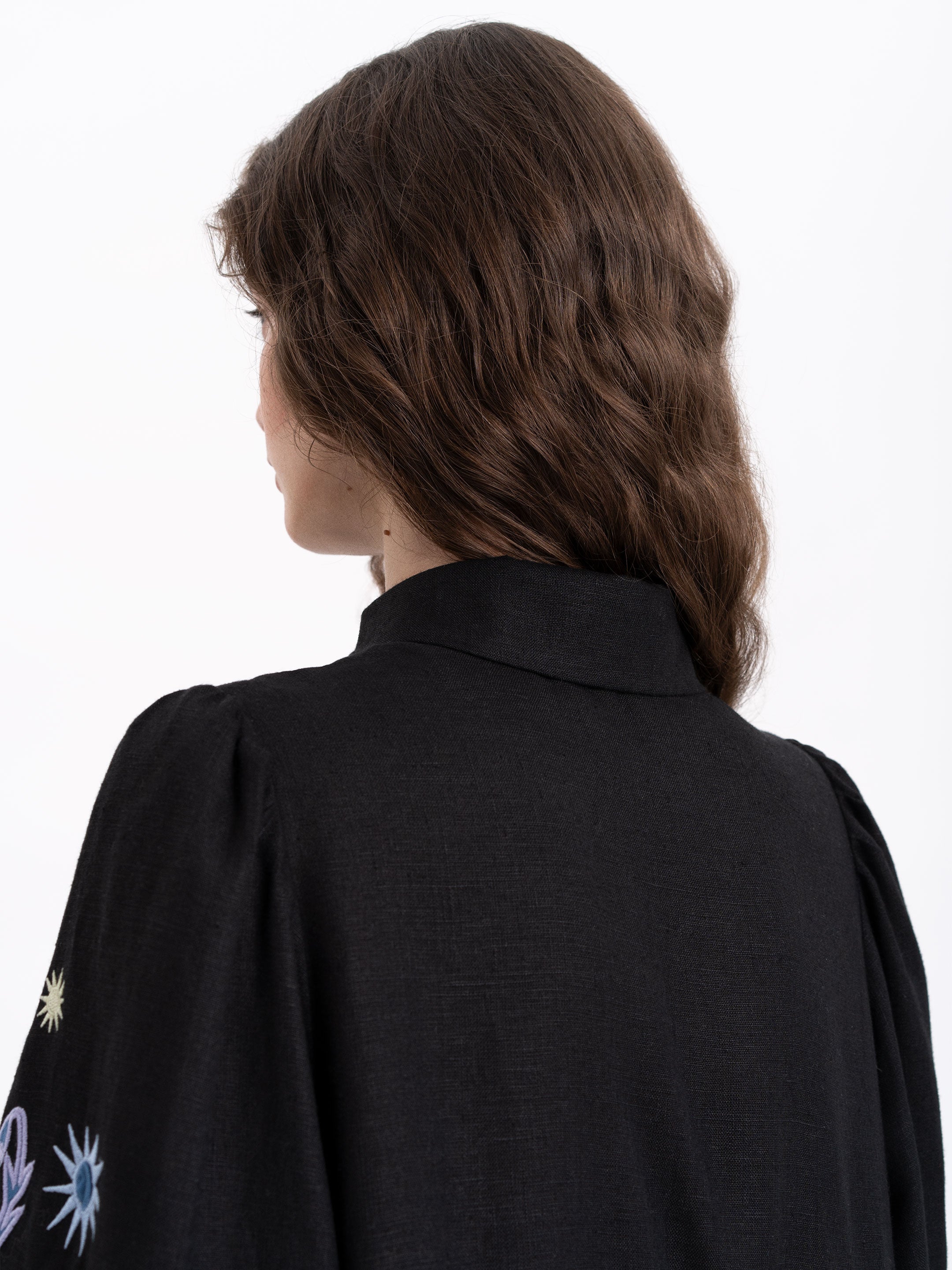 Long embroidered black dress Pivnich