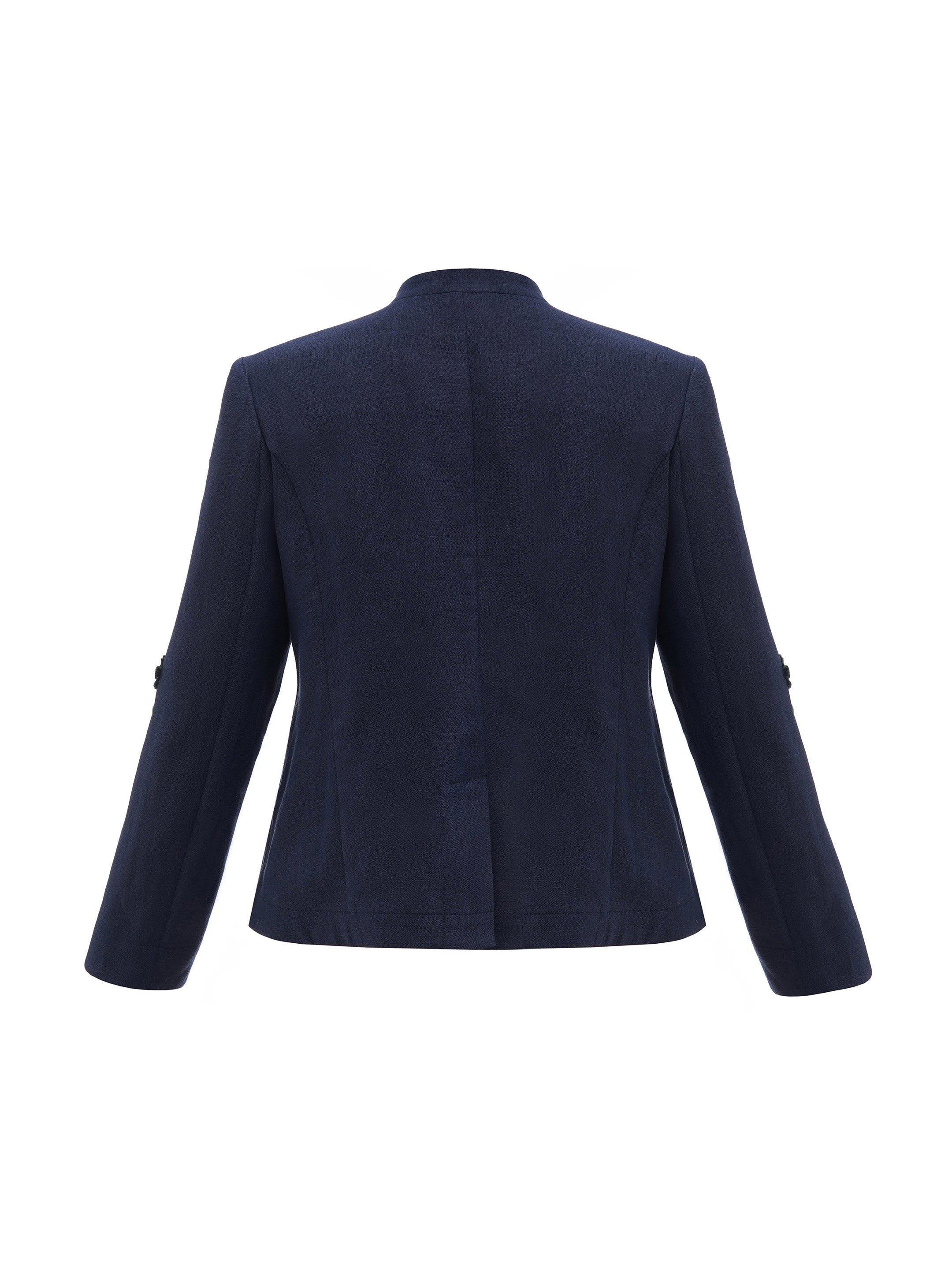 Linen embroidered jacket of dark blue color "Adoxa"