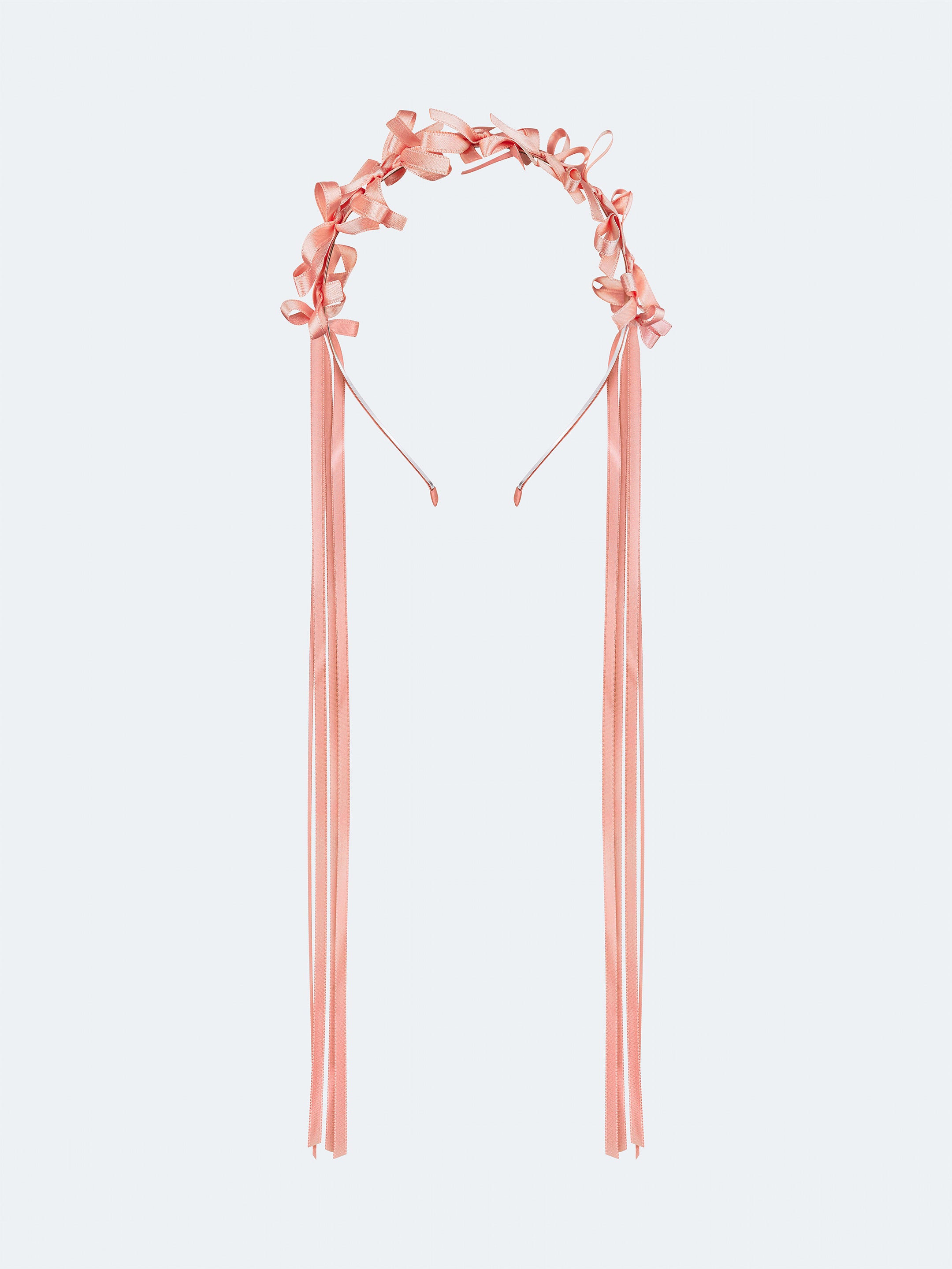 Light summer wreath made of peach-colored satin thread "Lebidka"