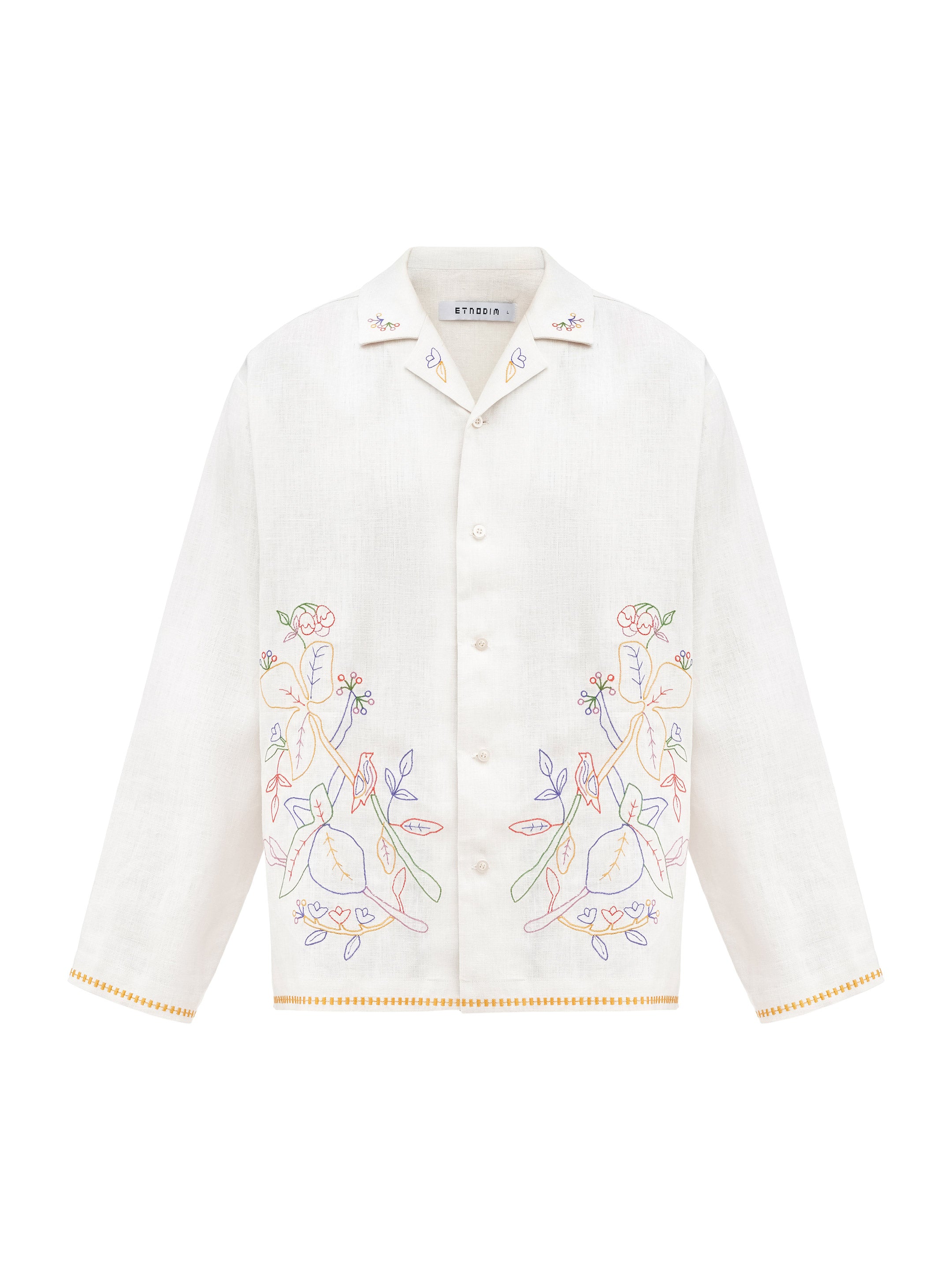 Light shirt with colored embroidery "Hlid"