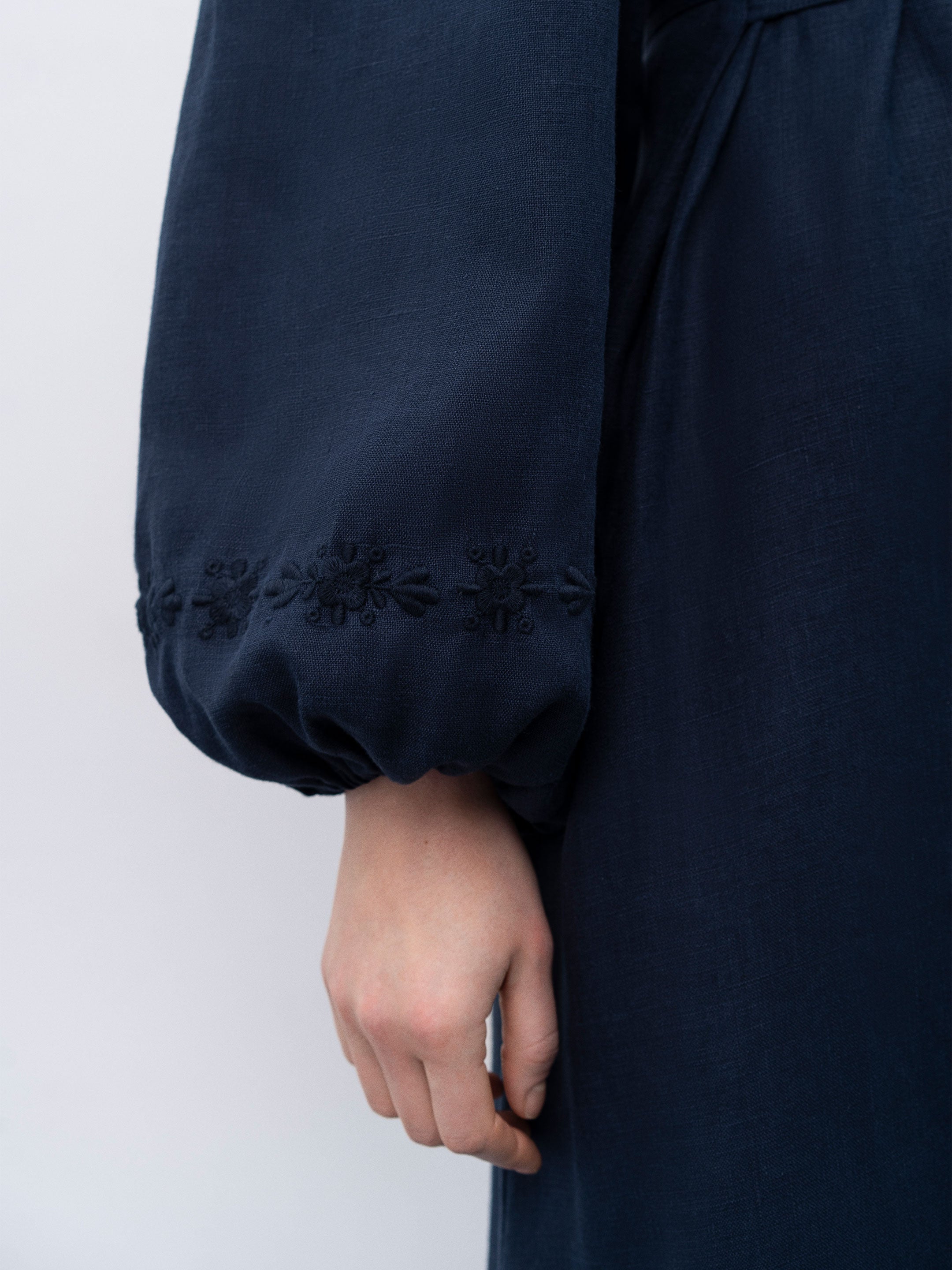 Linen dress with embroidery Pervotsvit Blue