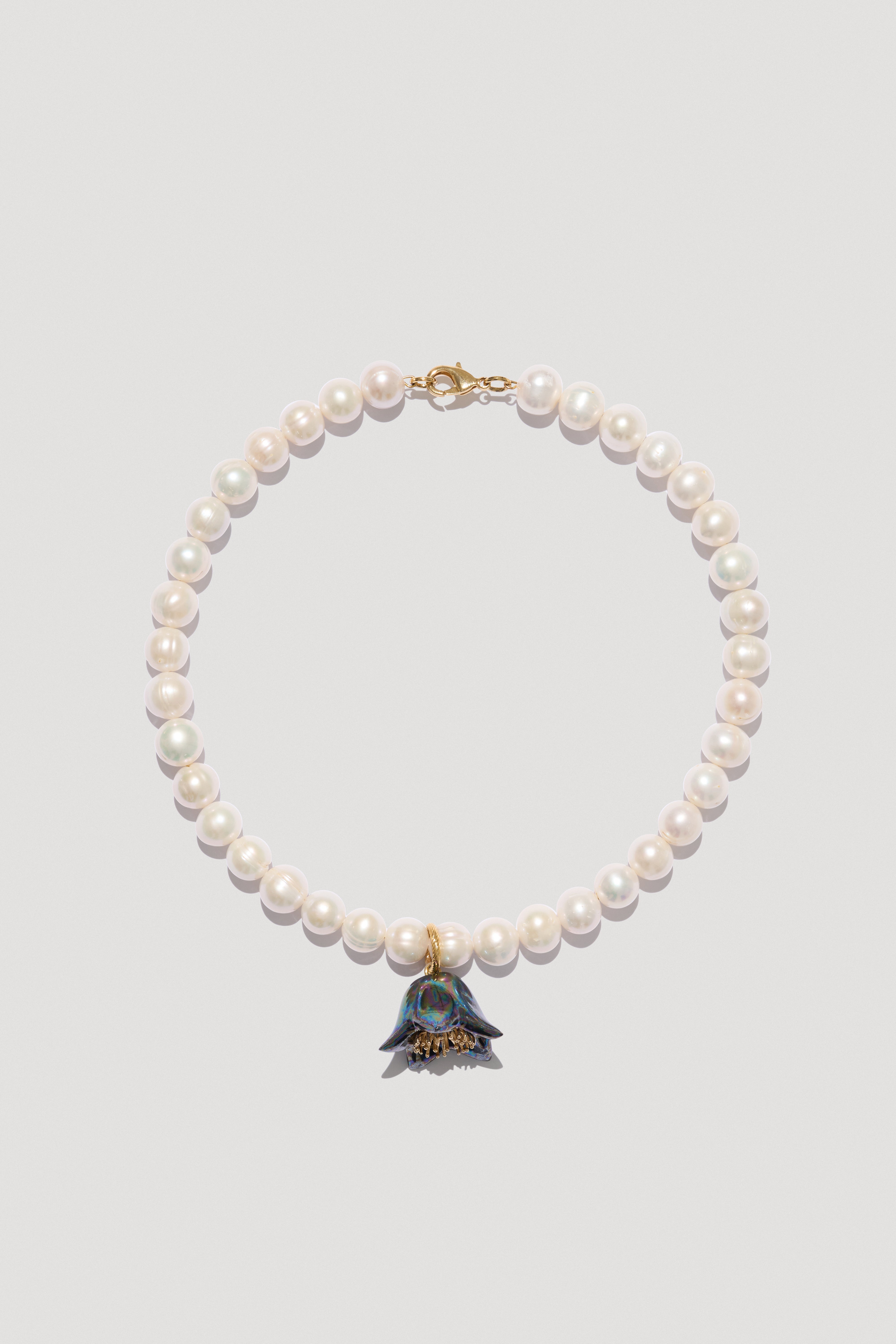 Necklace "Polysk" with pearls & bell