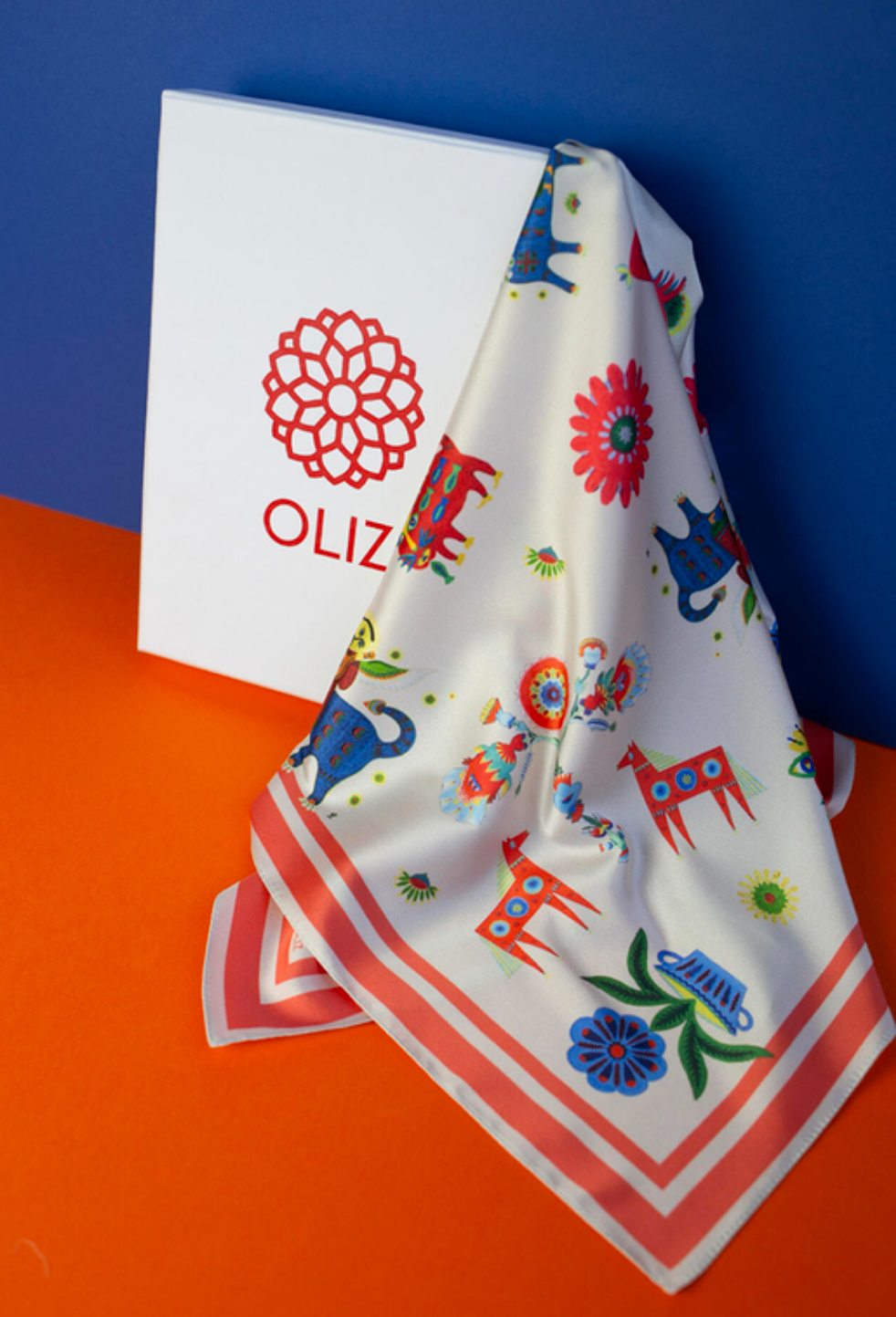 Artificial silk scarf "The world of Prykhodko"