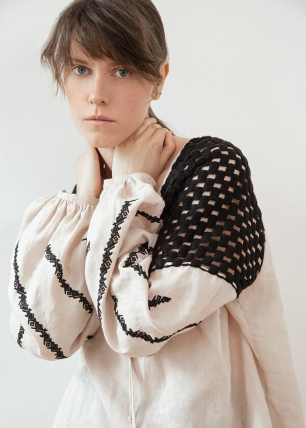 Stylized borshchiv shirt (black embroidery)