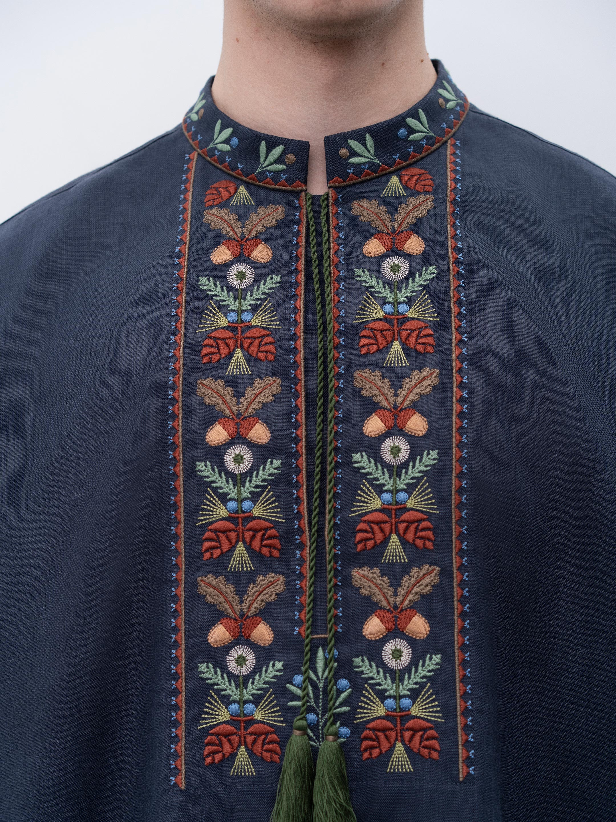 Dark blue men's embroidered shirt Lis