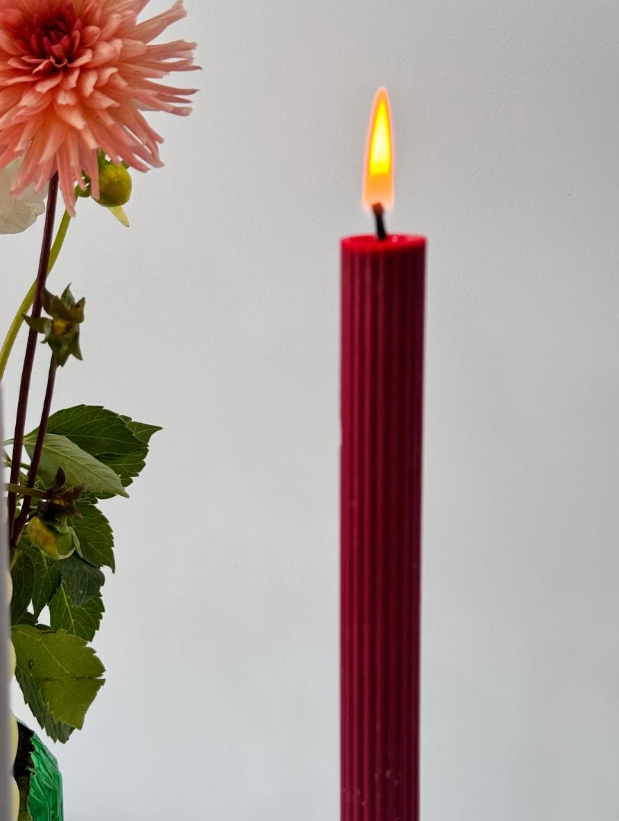 Dotted Taper Candles, Full Set of 3, Red & gold