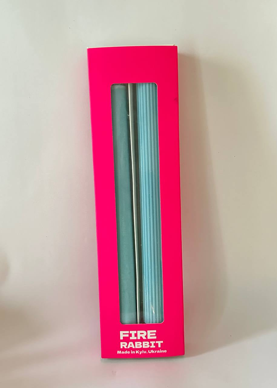 Dotted Taper Candles, Set of 2, Blue