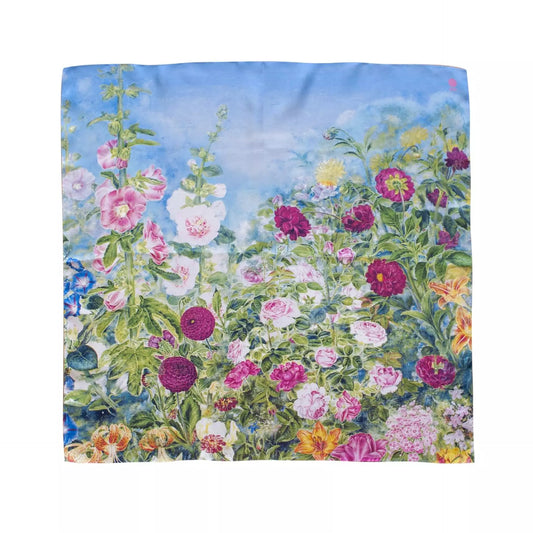 Silk scarf "Flowers behind the fence"