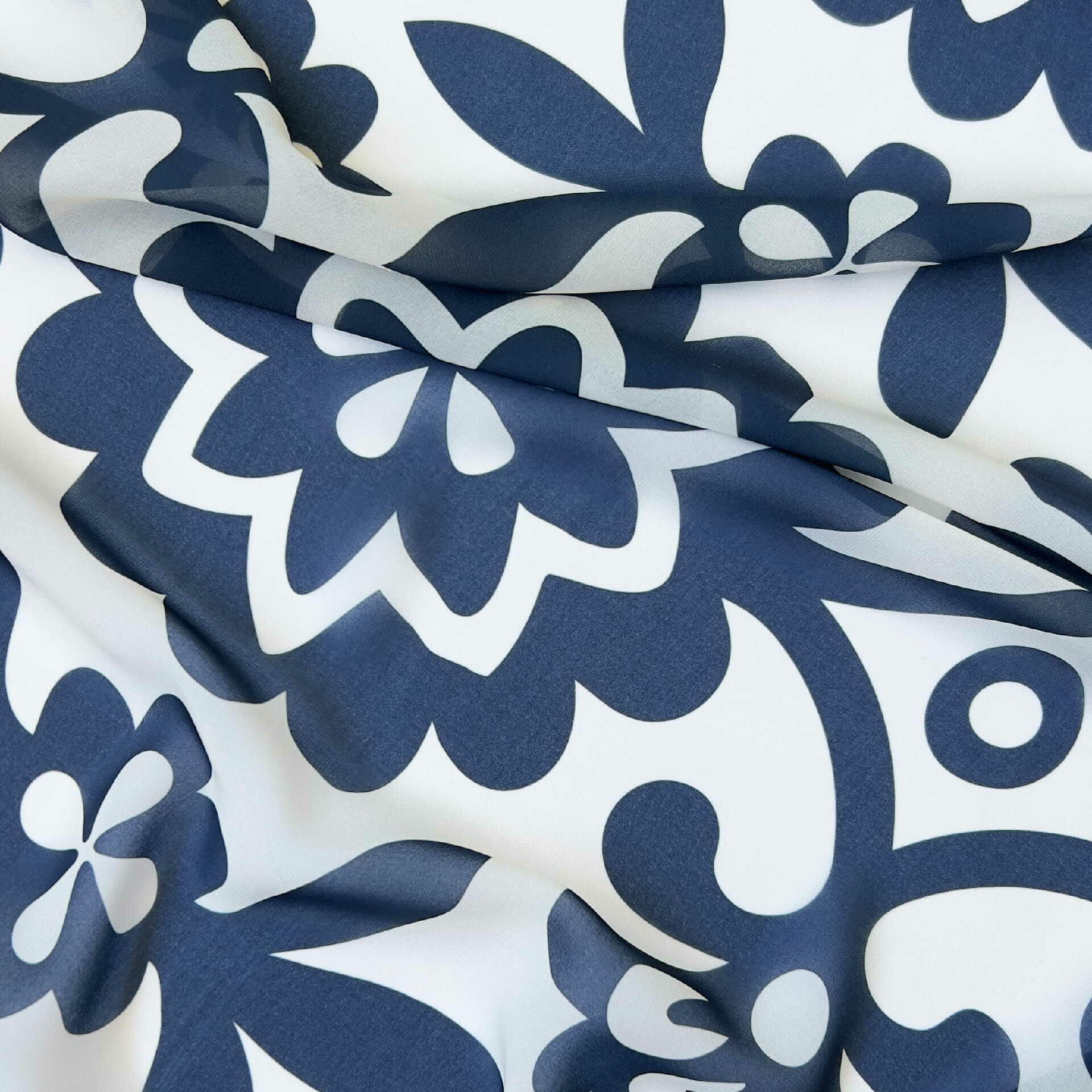 Shawl “Indigo Night” Blue and White