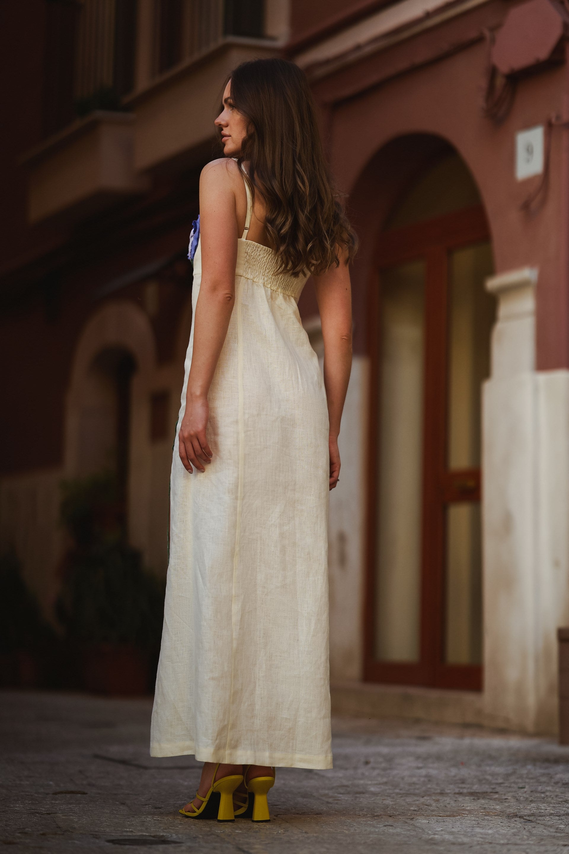 Flower maxi sundress (butter/lavender)