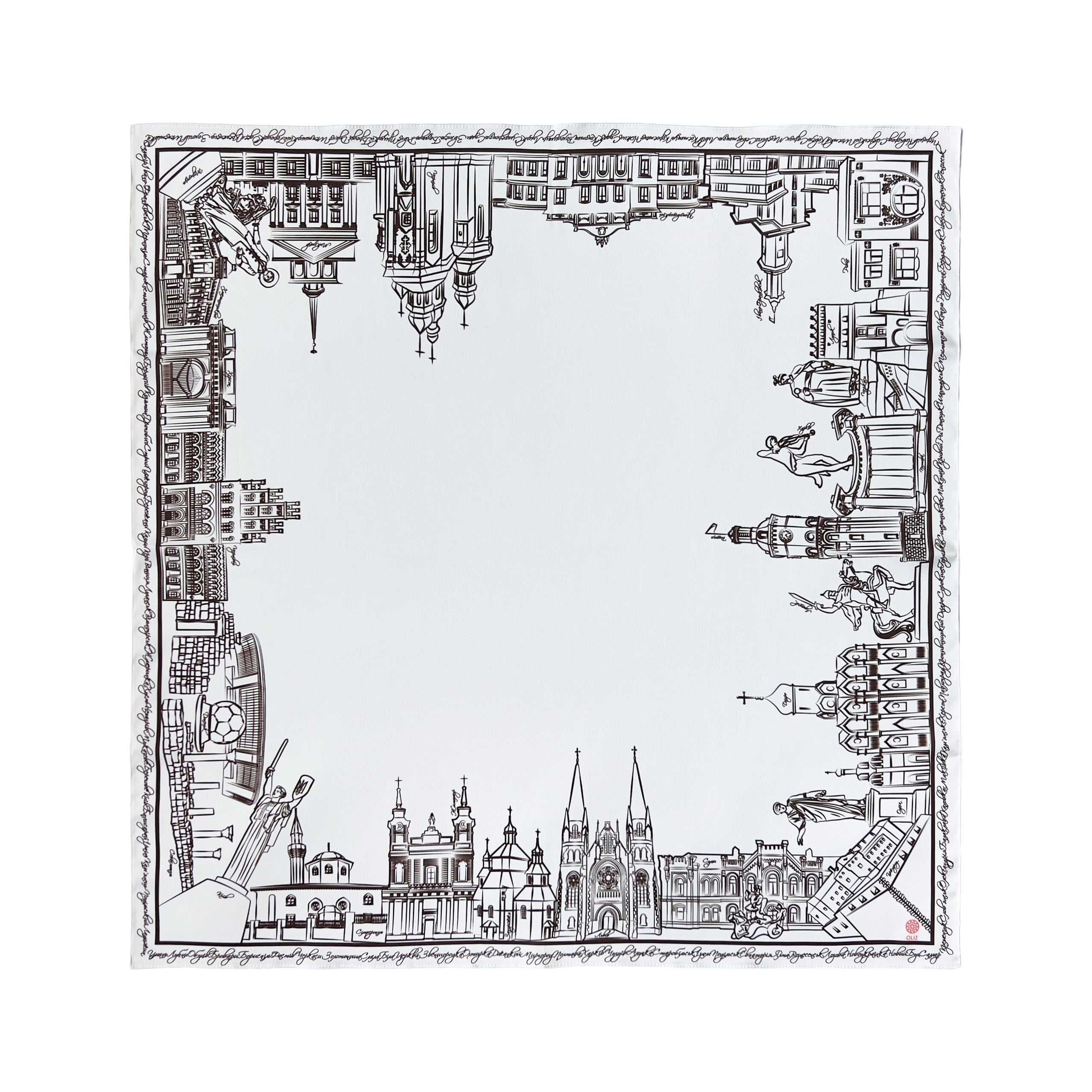 Scarf "Architectural Landmarks of Ukraine" (white)