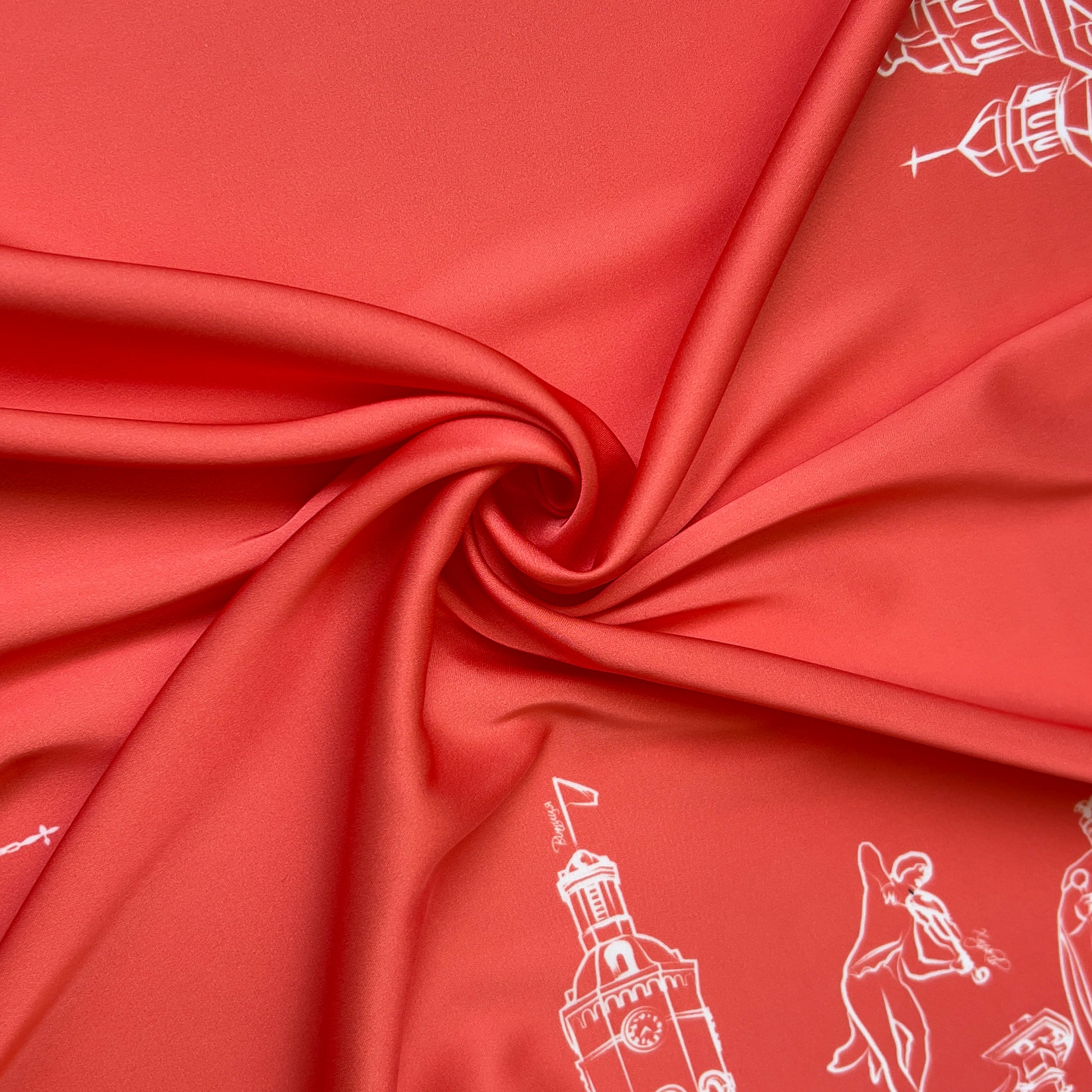Scarf "Architectural Landmarks of Ukraine" (red)