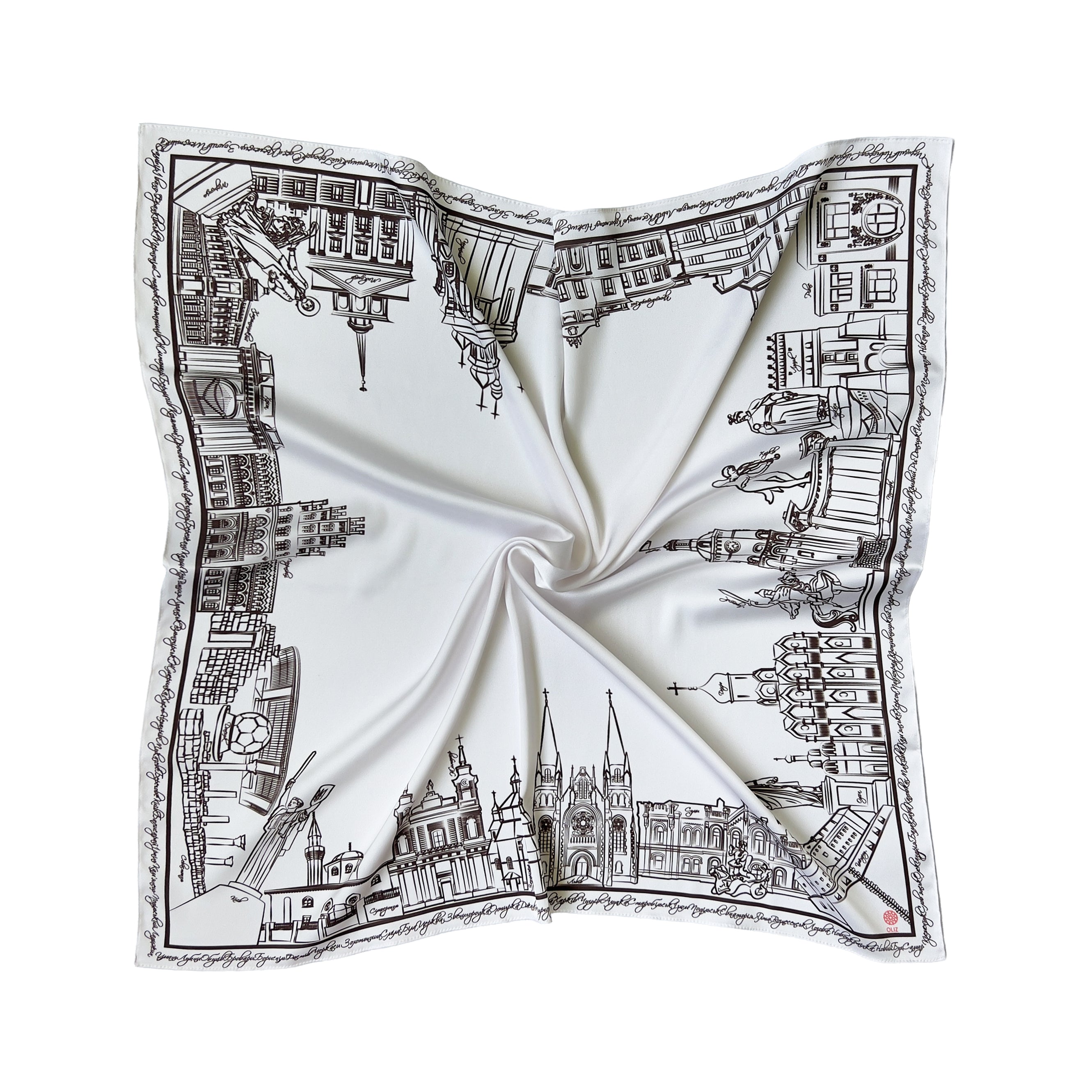 Scarf "Architectural Landmarks of Ukraine" (white)