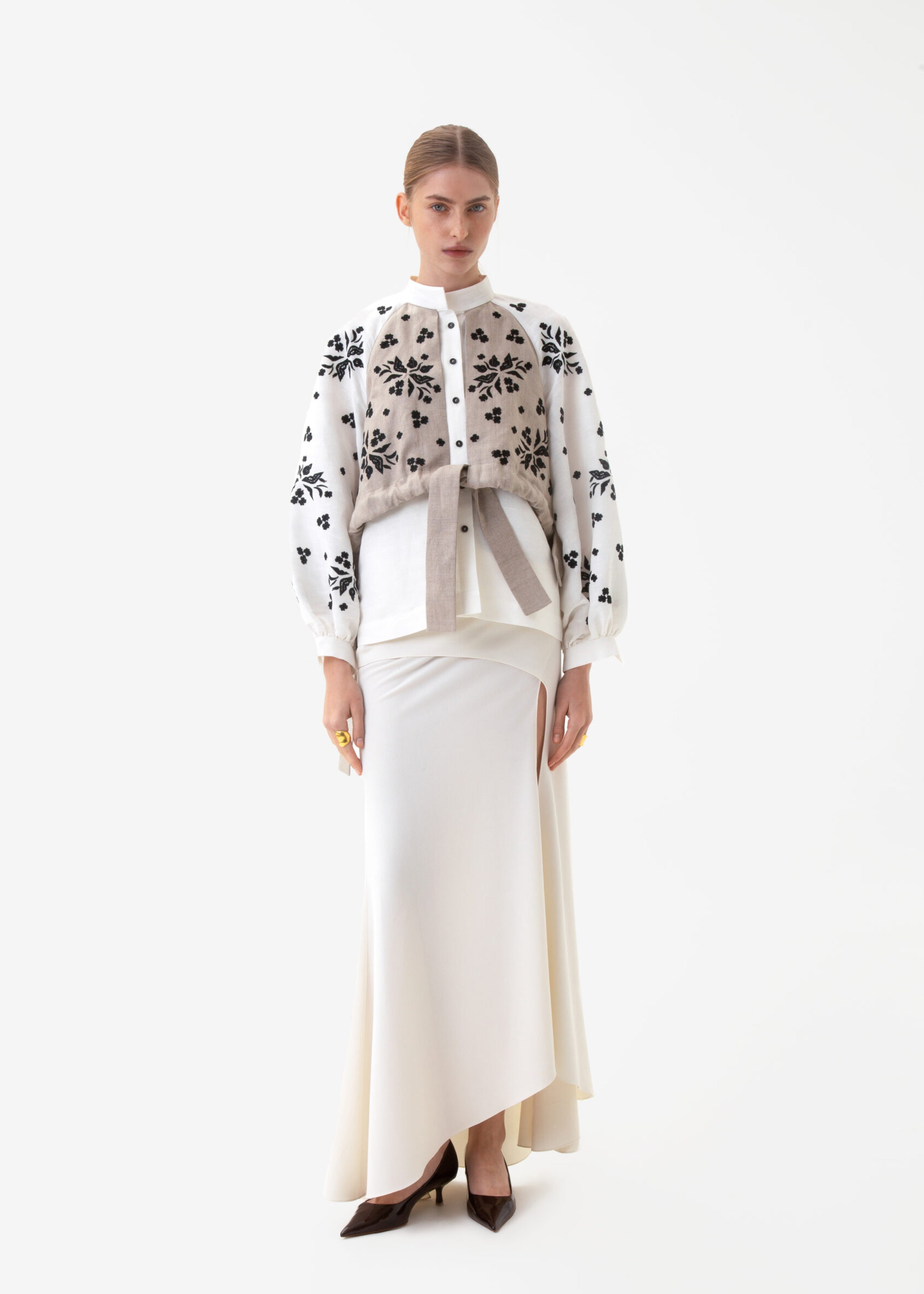 Blouse with keptarik “Yavorivskyi divotsvit” (black ornament)