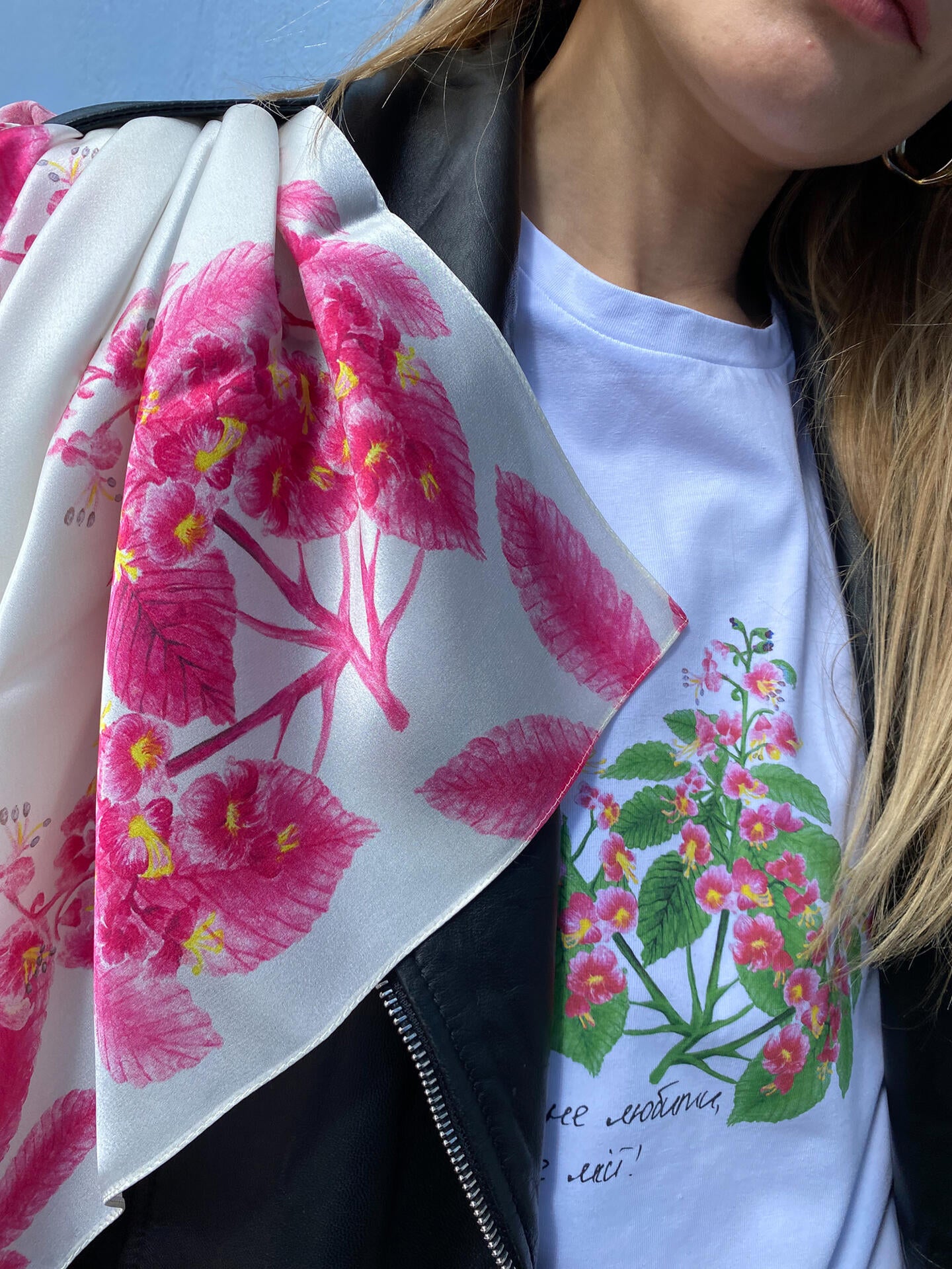 Silk scarf "Chestnuts" white