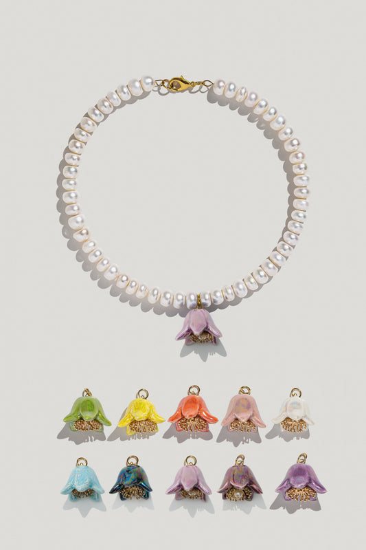 Necklace "Polysk" with pearls & bell