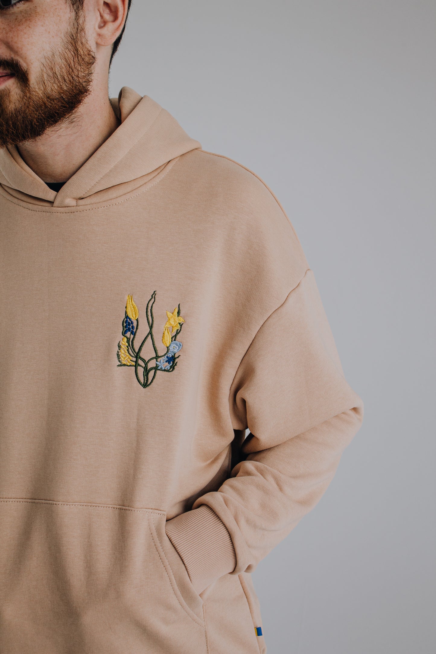 Hoodie "Blossoming Trident" print left side