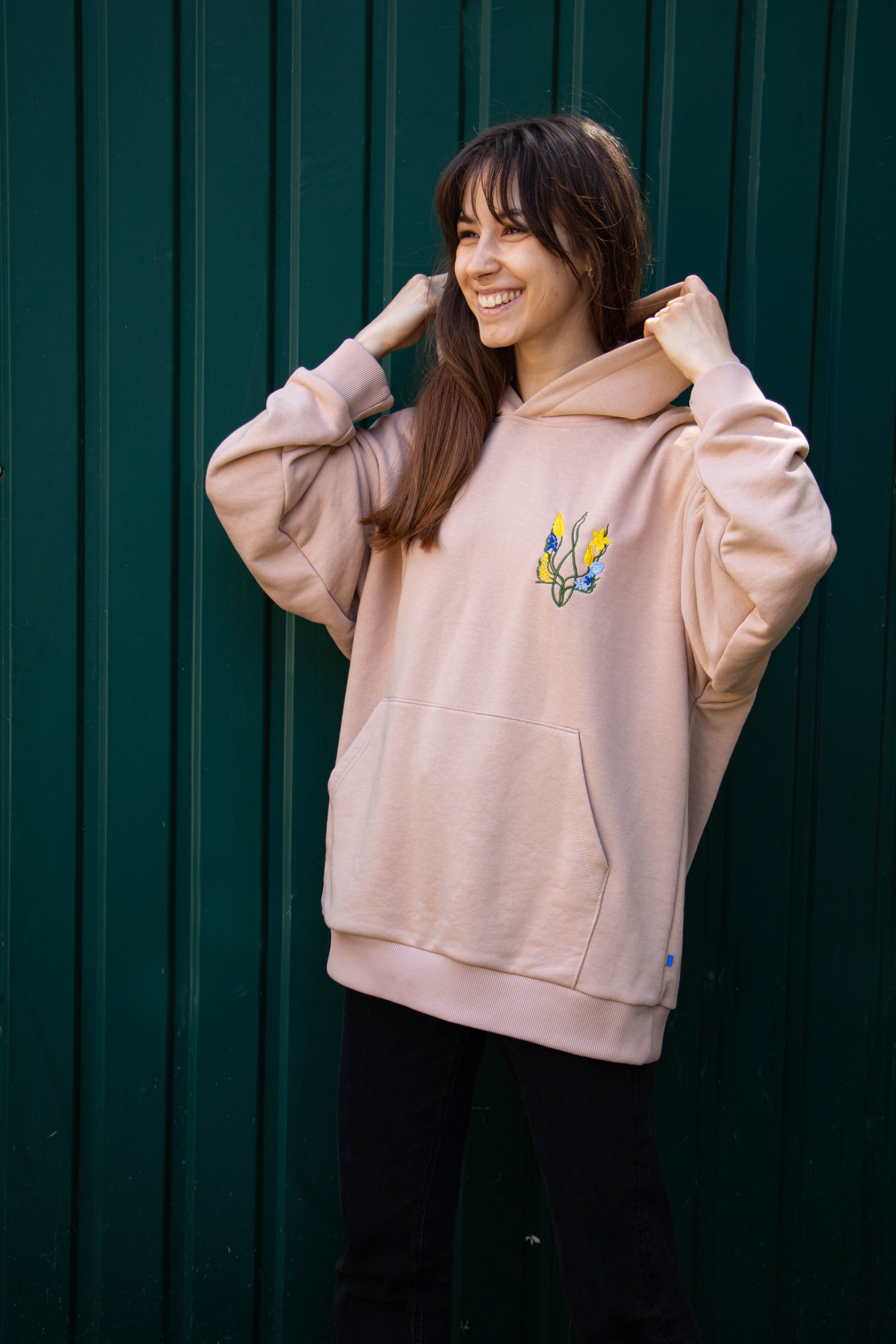 Hoodie "Blossoming Trident" print left side