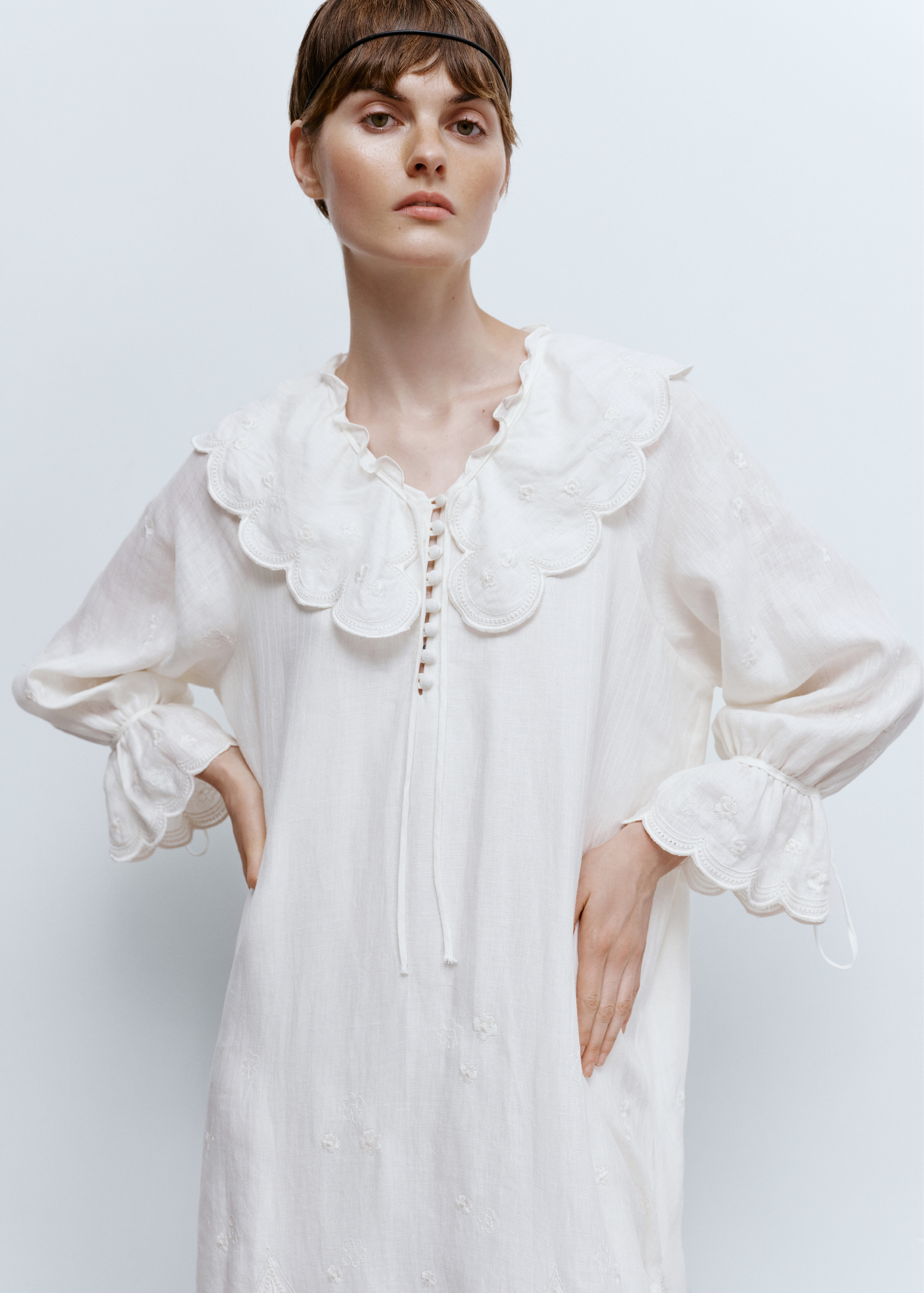 Dress “Ode” with white embroidery