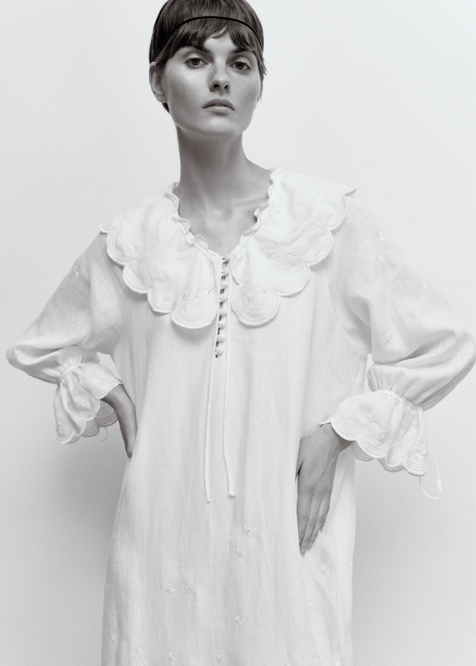 Dress “Ode” with white embroidery