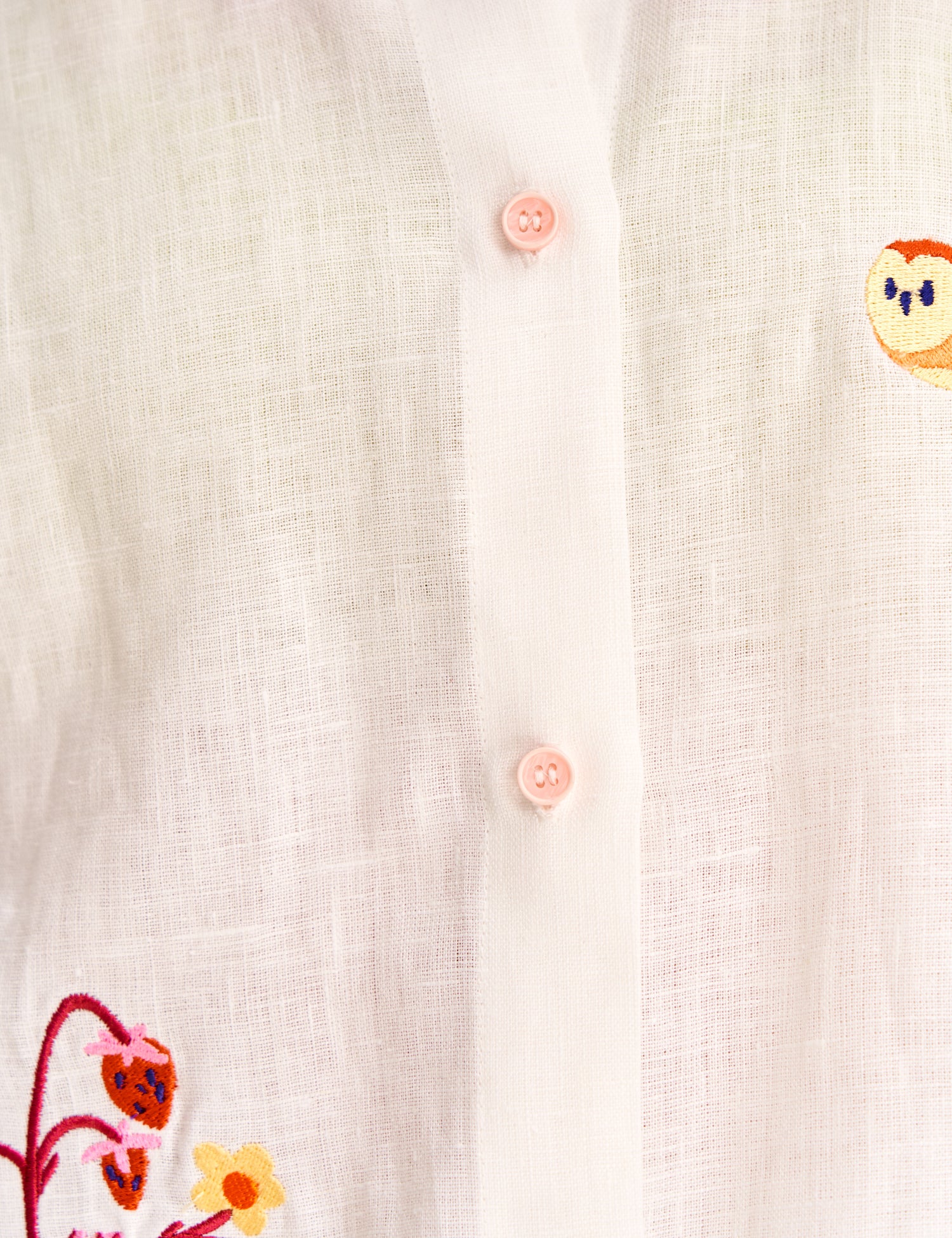 "Forest Tale" Embroidered Linen Shirt, White