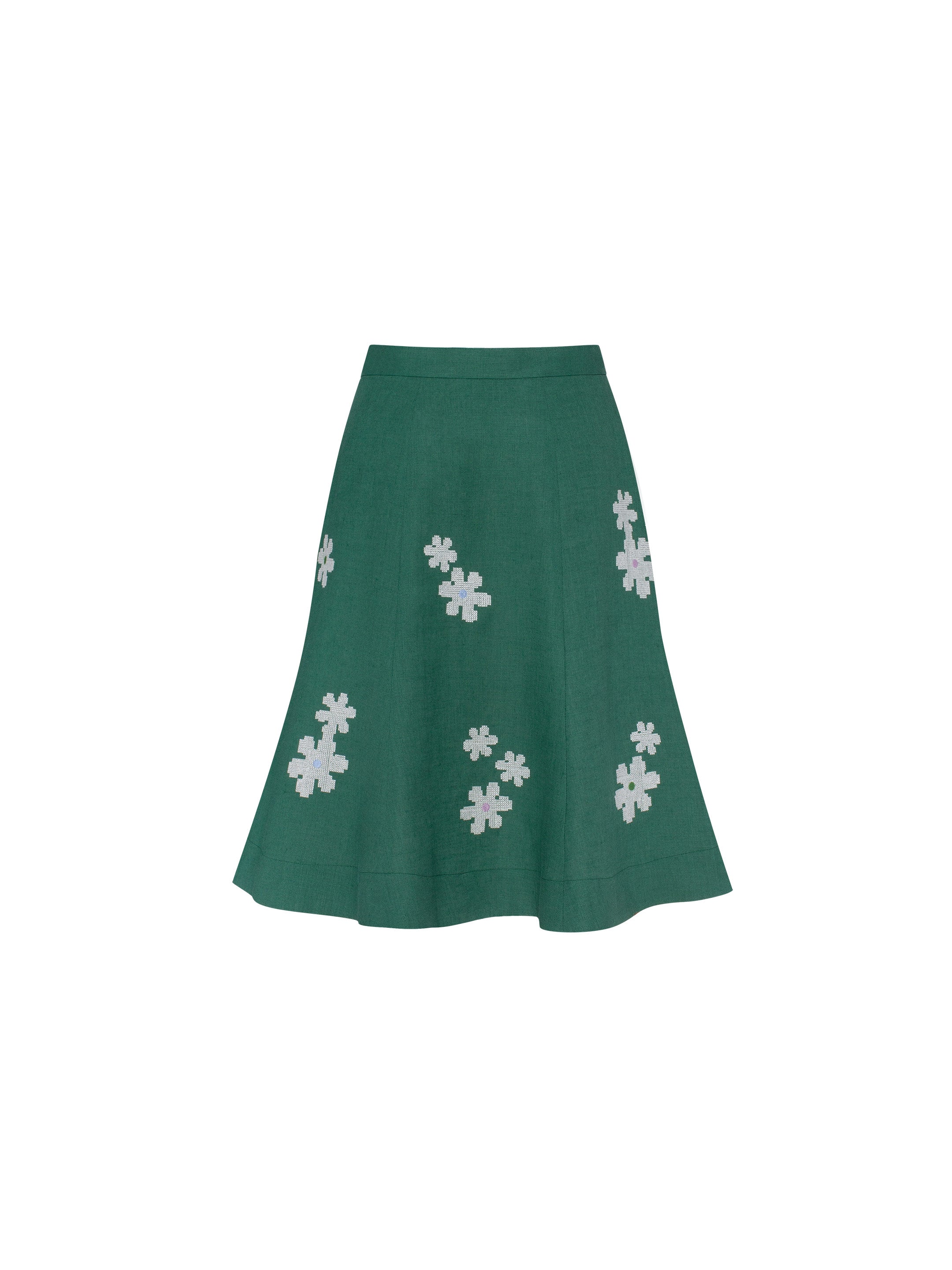 Green‑coloured embroidered skirt  “Oda”