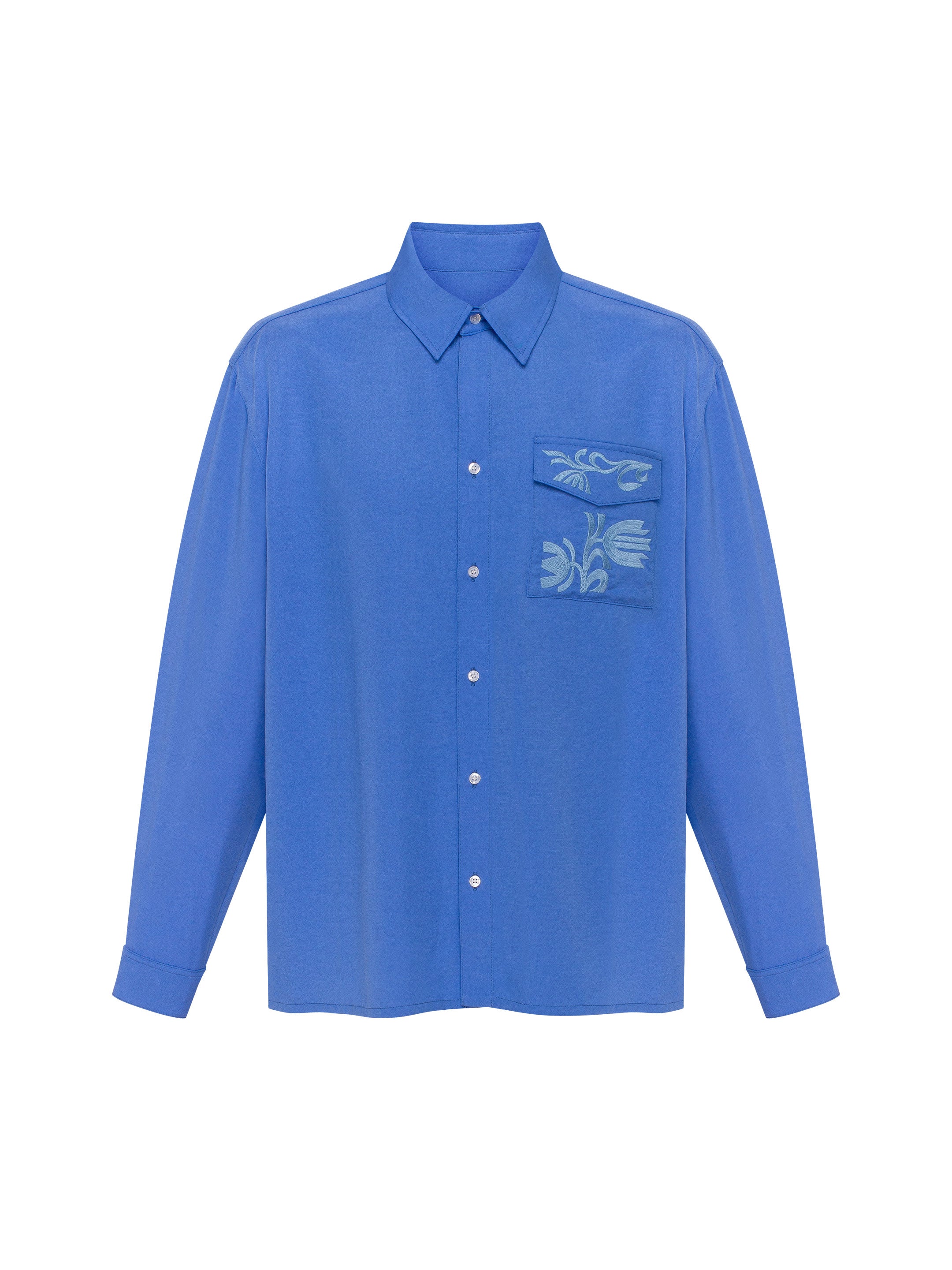 Light Embroidered Shirt "Khvylia Blue"