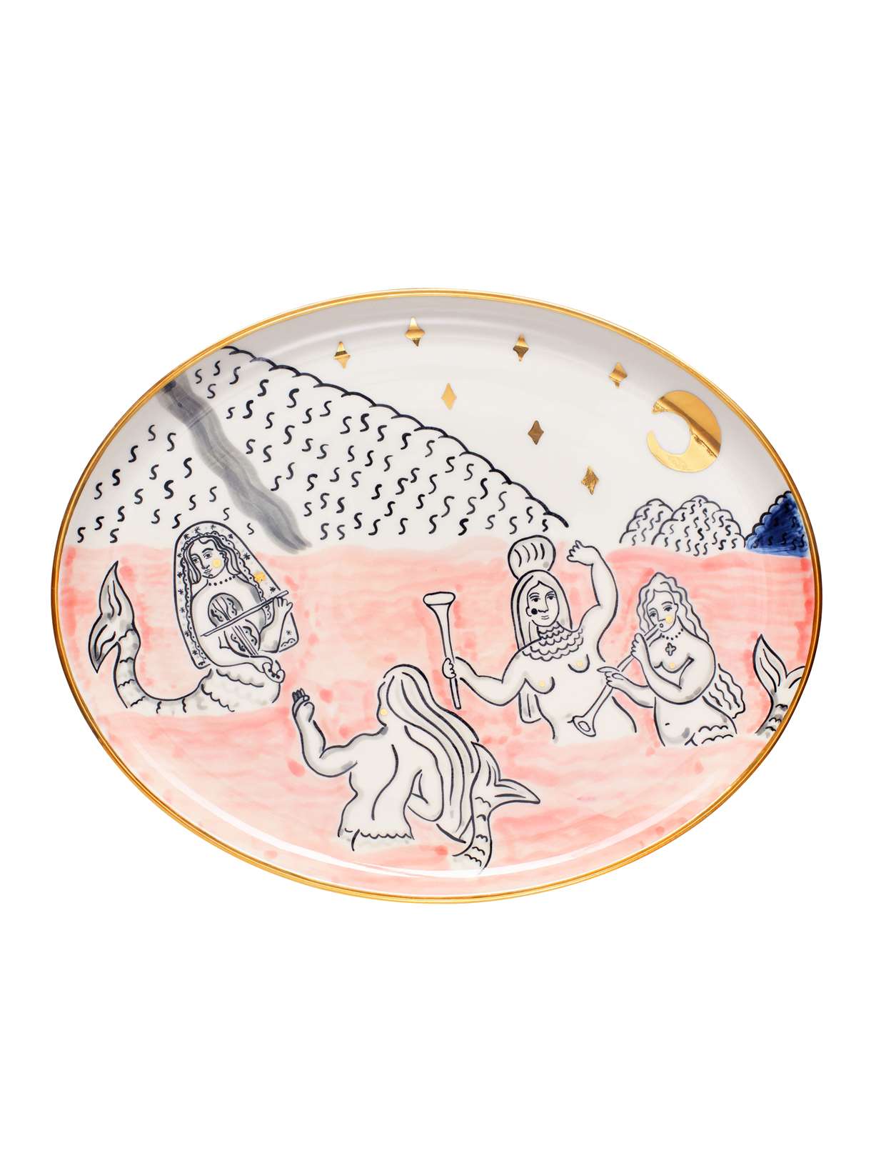 "Vedmid-Hora and Mermaids" Oval Plate