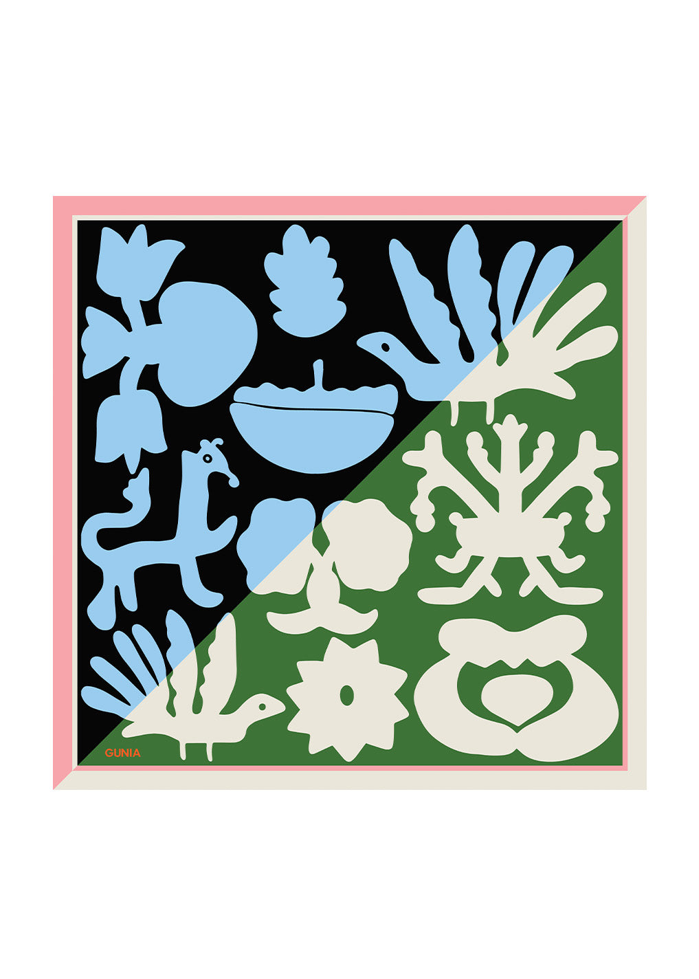 Silk Silhouettes Headscarf with Pink Trim