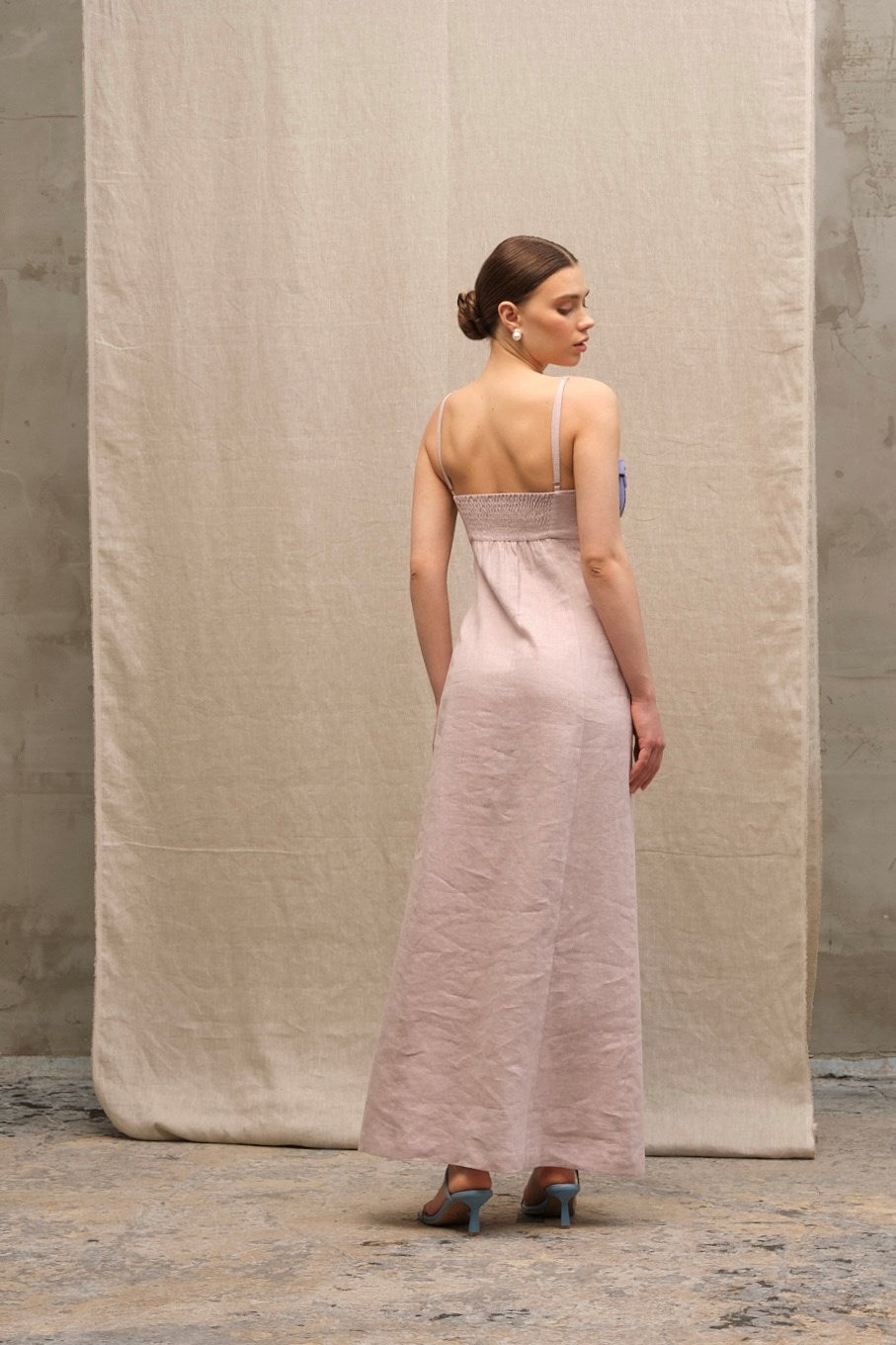 Flower maxi sundress (powder/lavender)