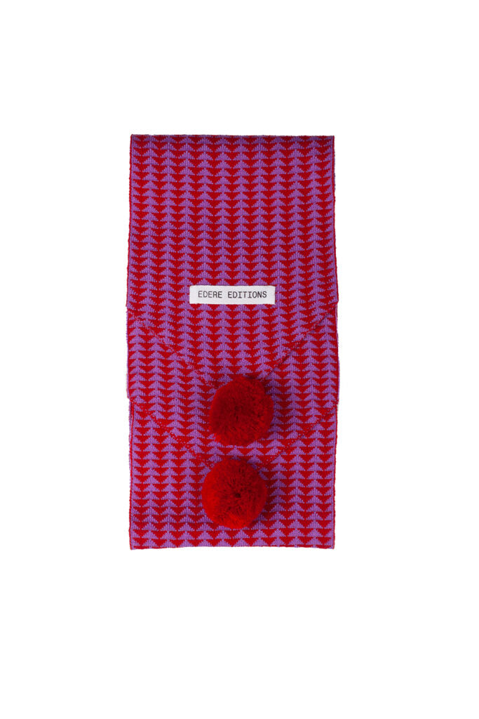 Couсou Merino Scarf in Chili Red & Lavender Candy Color