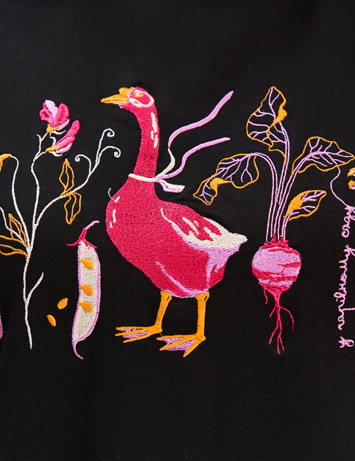 "In the Magic Garden" Embroidered T-shirt, Black