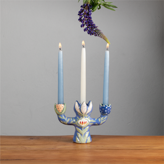 Triple candleholder «Polina's flowers»