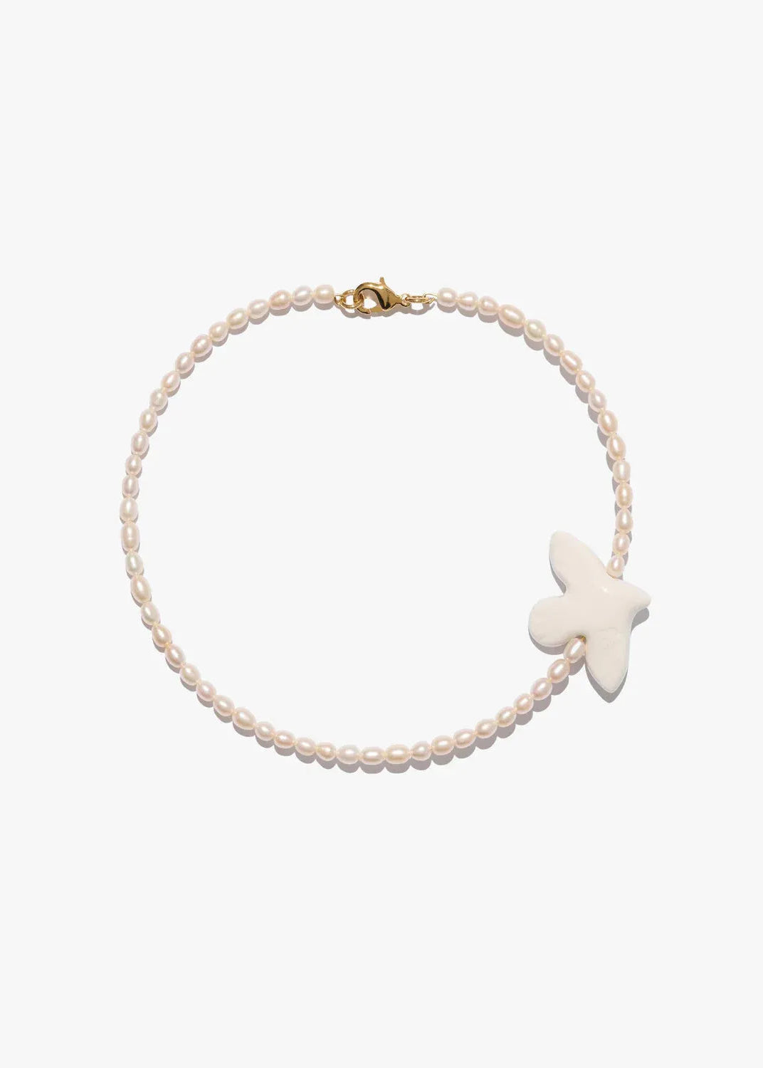 Намисто "Мирні" з овальними перлами та голубом