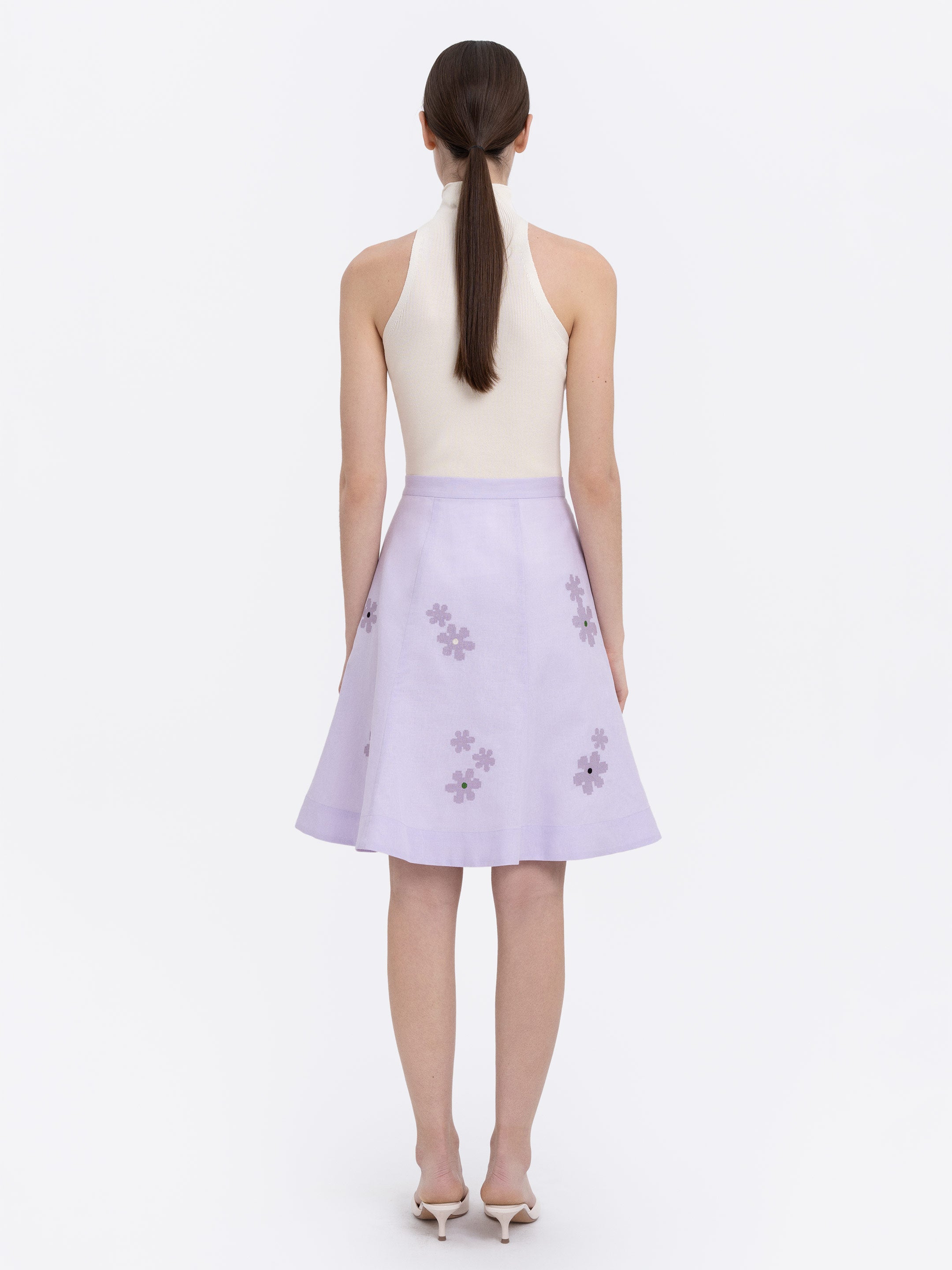 Lilac‑coloured embroidered skirt  “Oda”