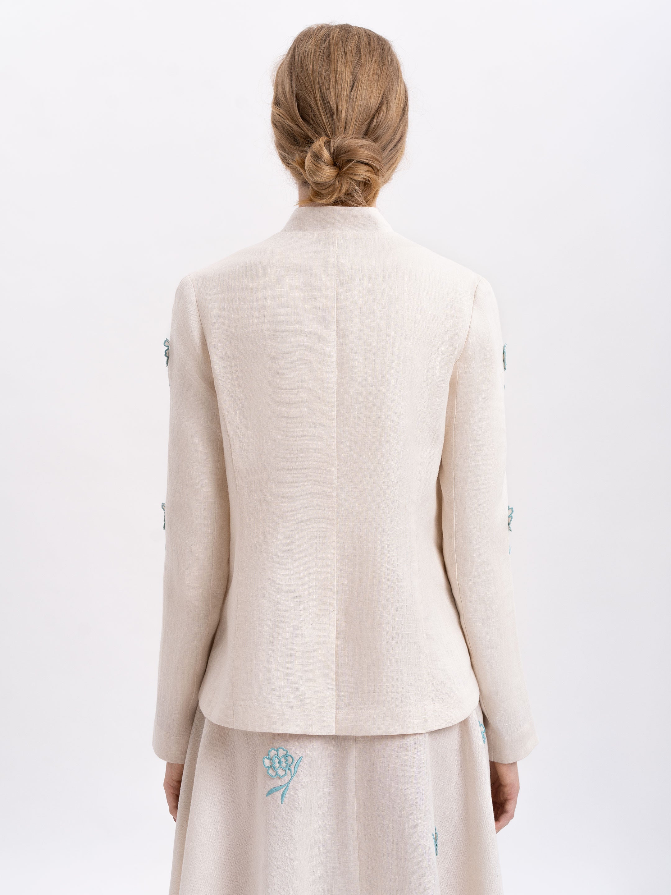 Linen embroidered jacket of milk color "Adoxa"
