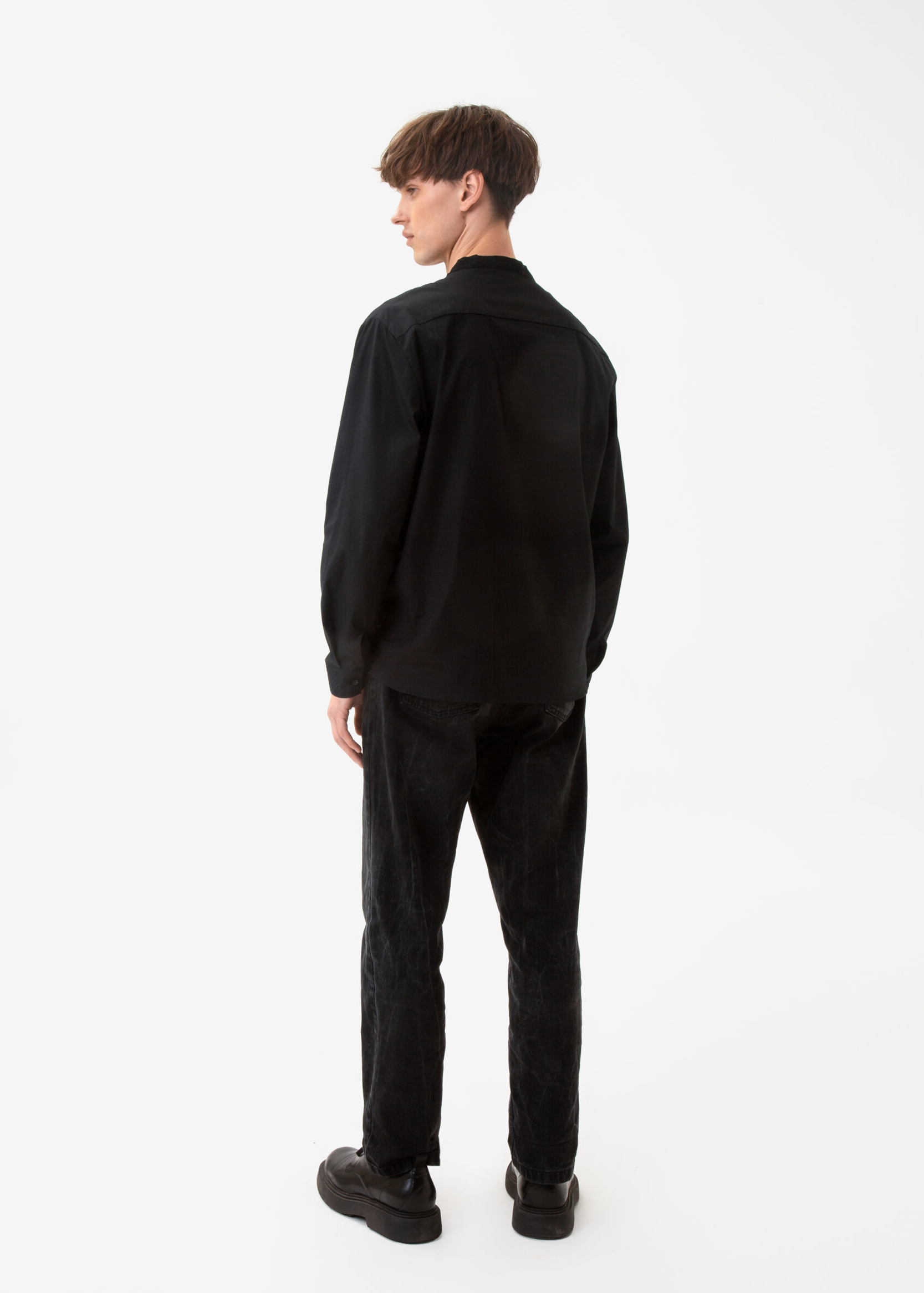 Men’s shirt with designer embroidery “Oprishok” black ornament