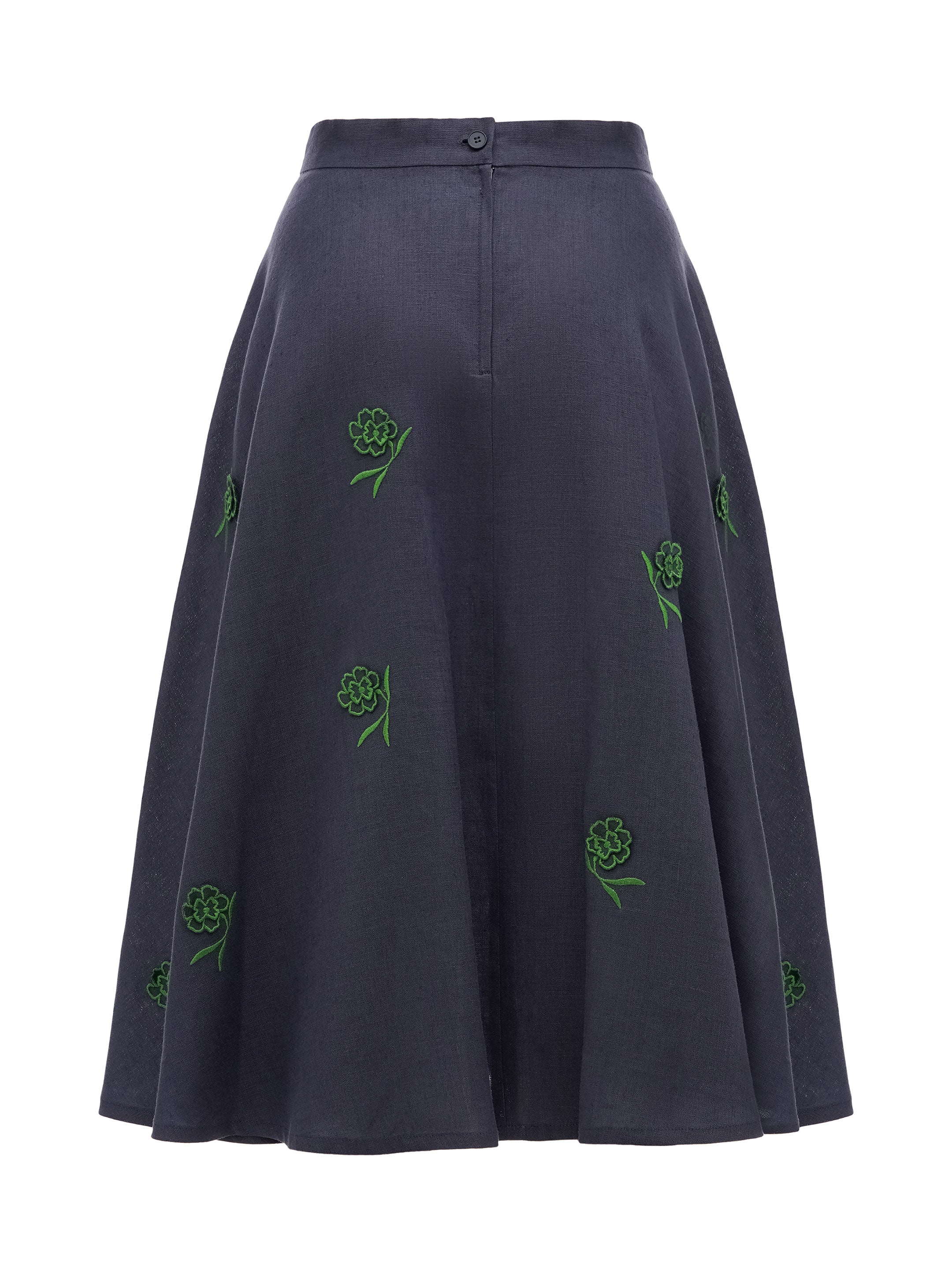 Linen embroidered skirt of dark blue color "Adoxa"