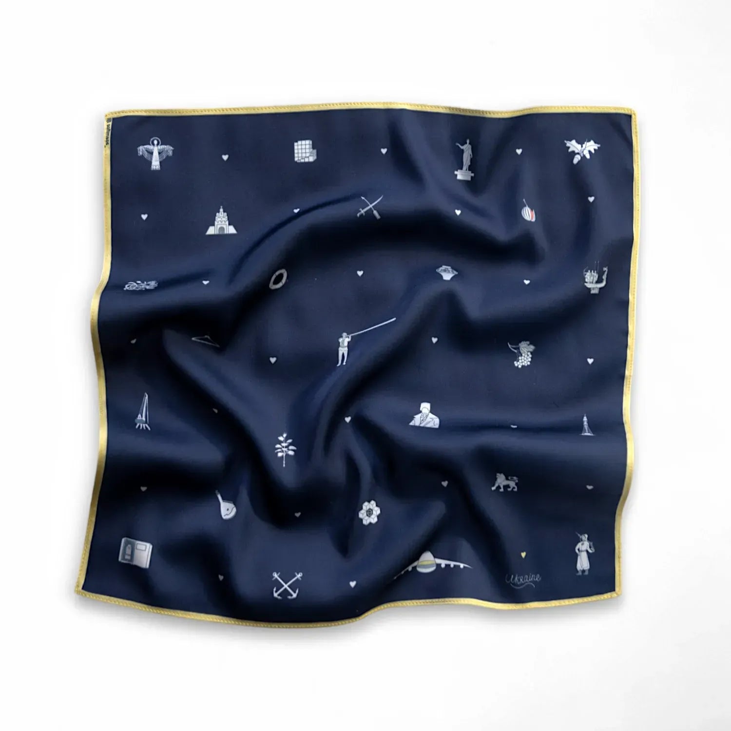 "Peaceful Ukraine" Pocket Square (Dark blue)