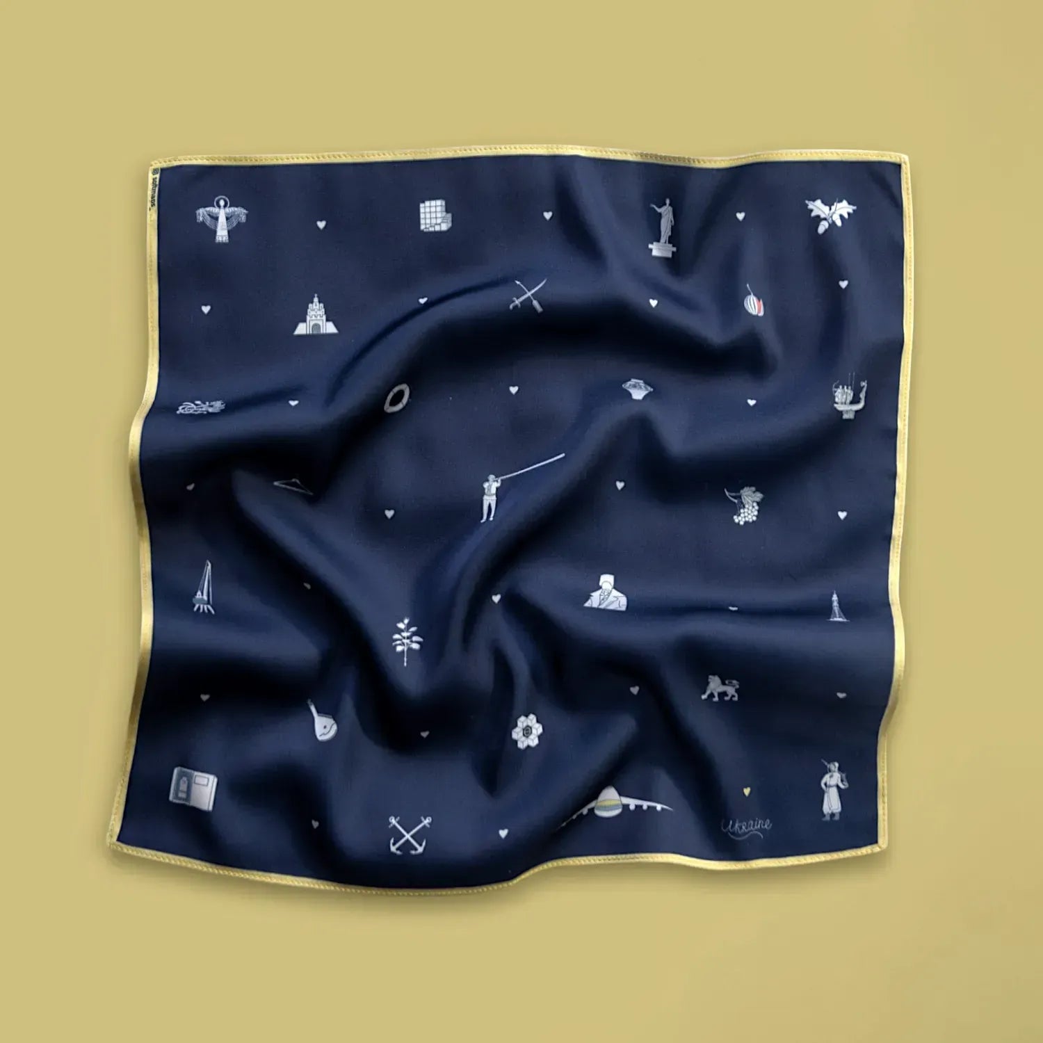 "Peaceful Ukraine" Pocket Square (Dark blue)