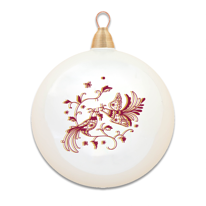 Glass christmas ball «Birds of paradise» Hutsul region