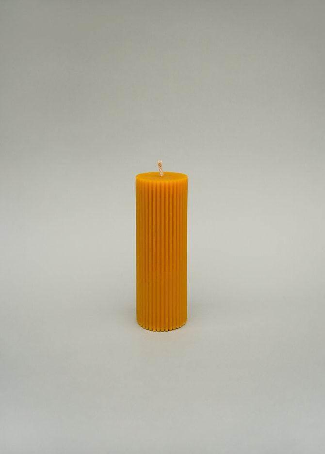 Ribbed Cylinder Beeswax Candle