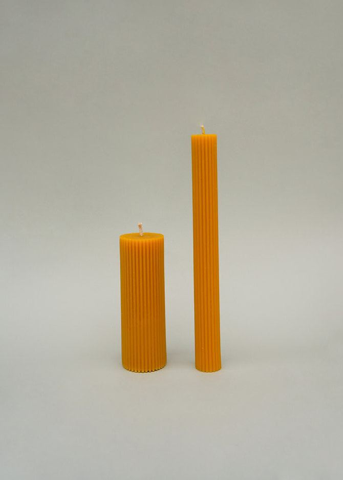 Ribbed Cylinder Beeswax Candle