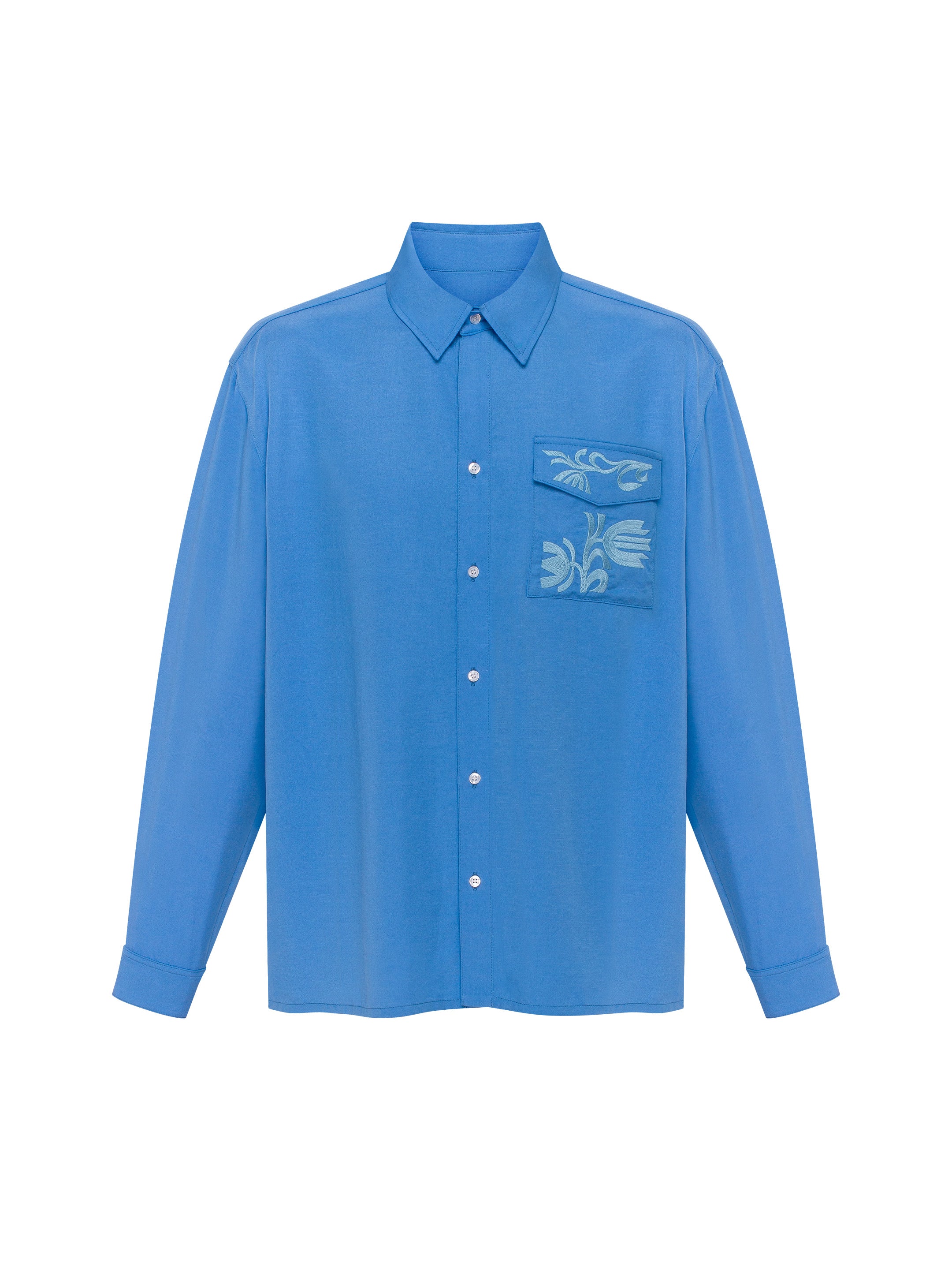 Light Embroidered Shirt "Khvylia Blue"