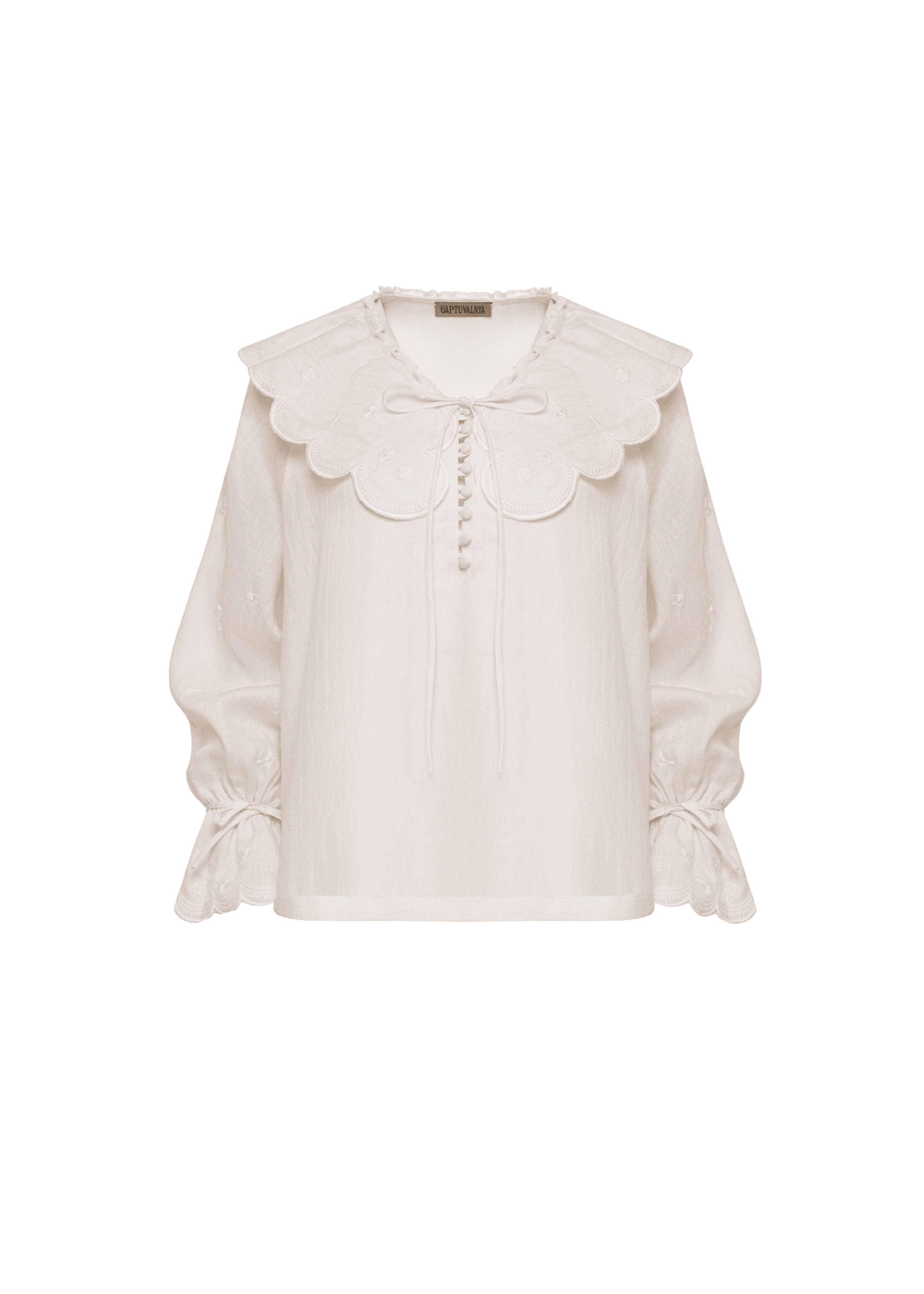 Shirt "Oda" with White Embroidery